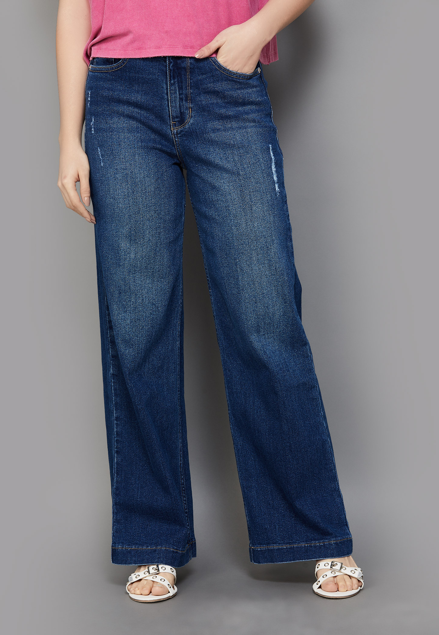 XPOSE Distressed Wide Leg Jeans-picture-14