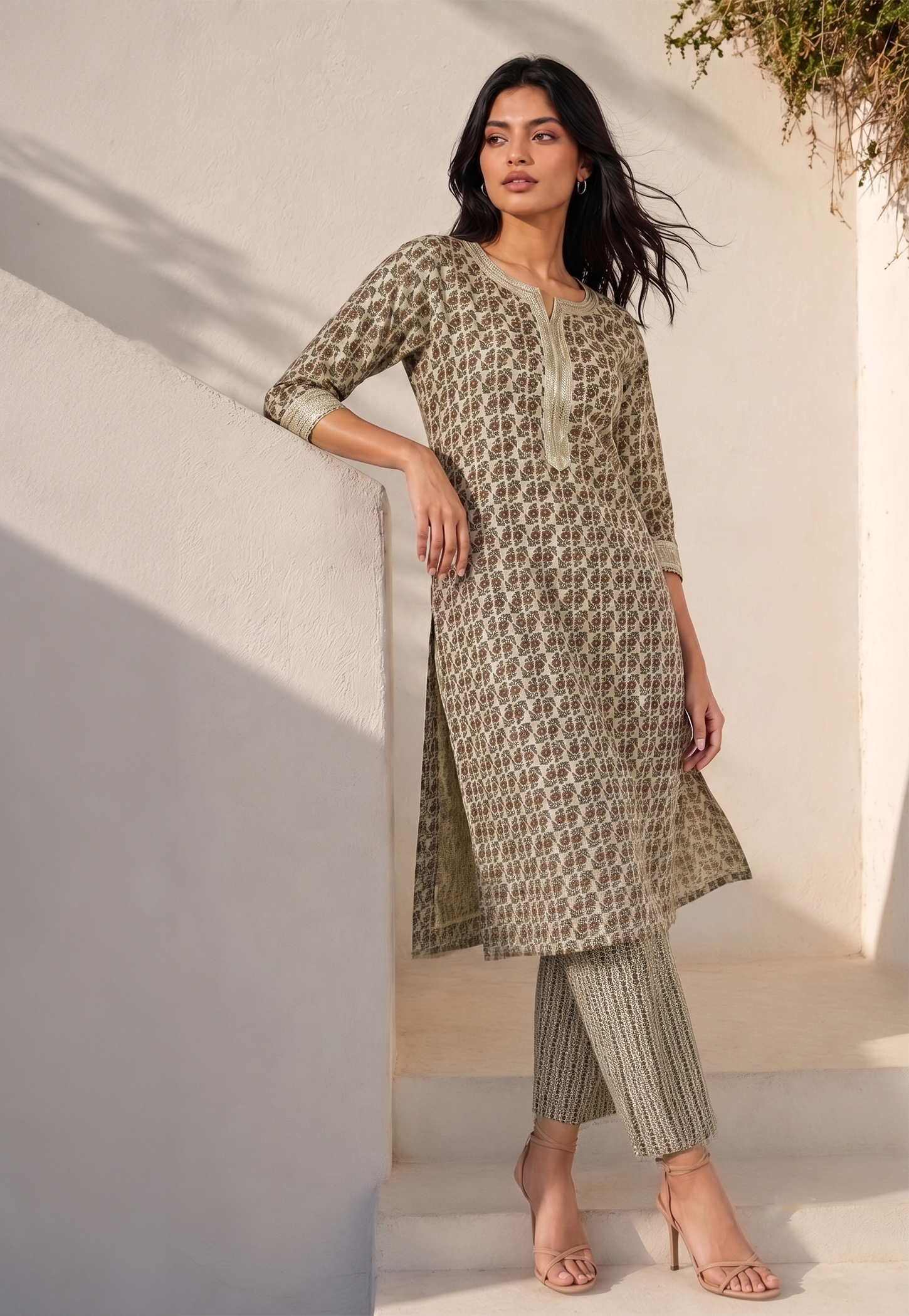 MELANGE Floral Print Straight Kurta Set-picture-13