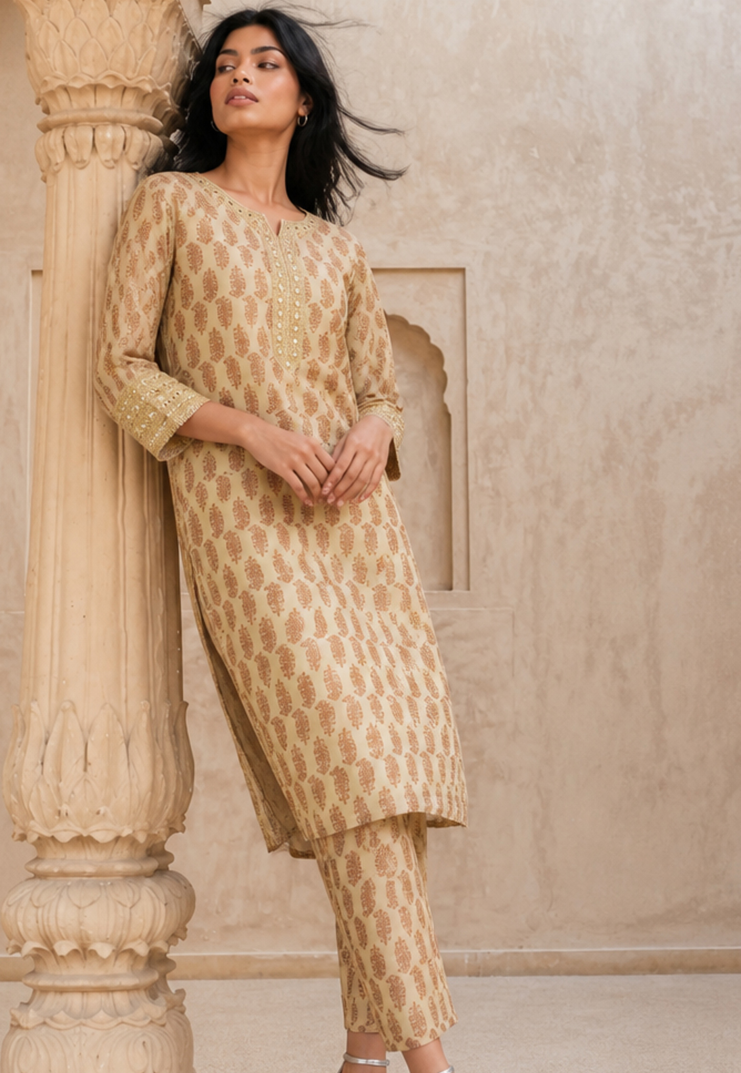 MELANGE Ethnic Motif Straight Kurta Set-picture-45