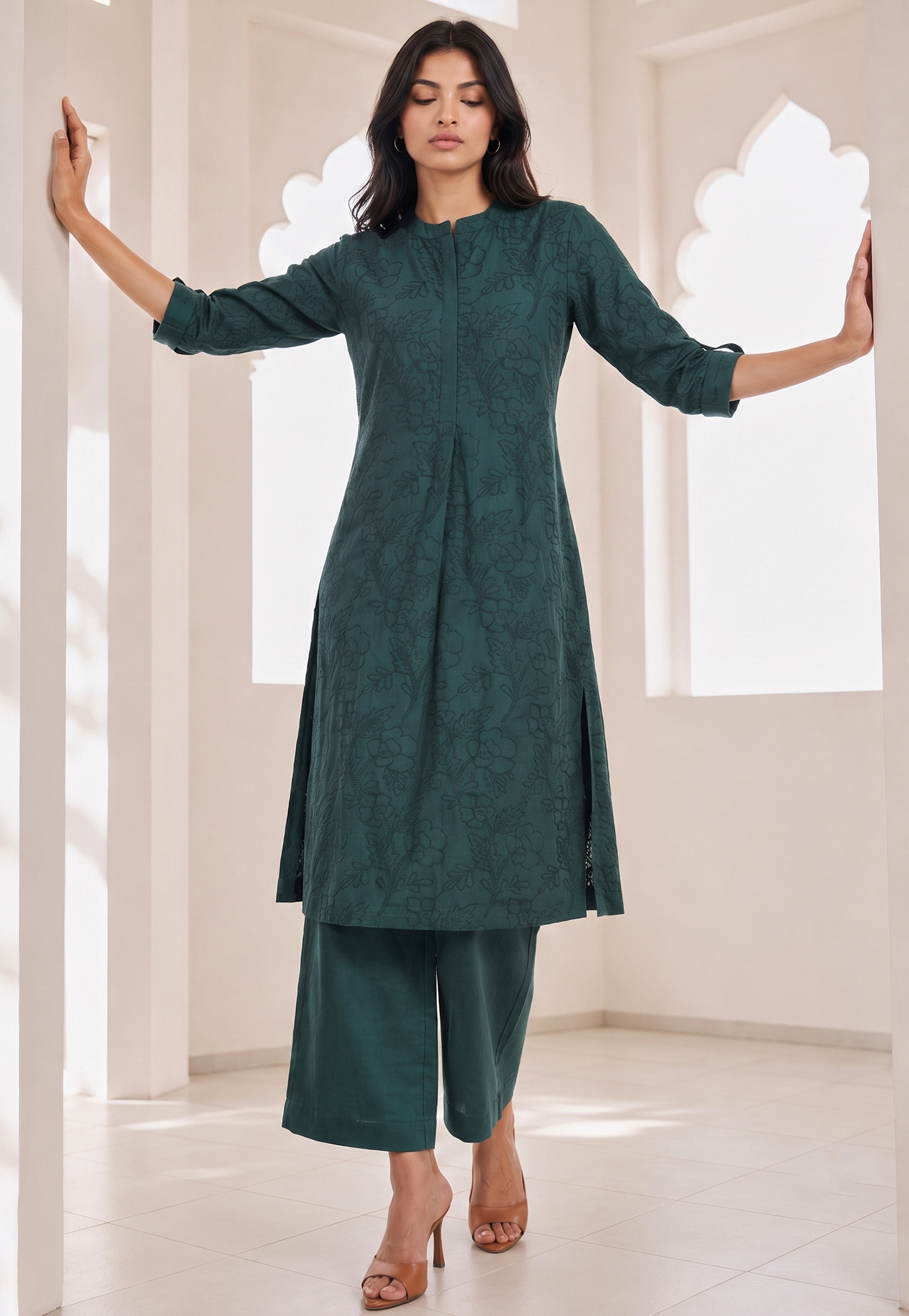 MELANGE Embroidered Kurta Set-image-24
