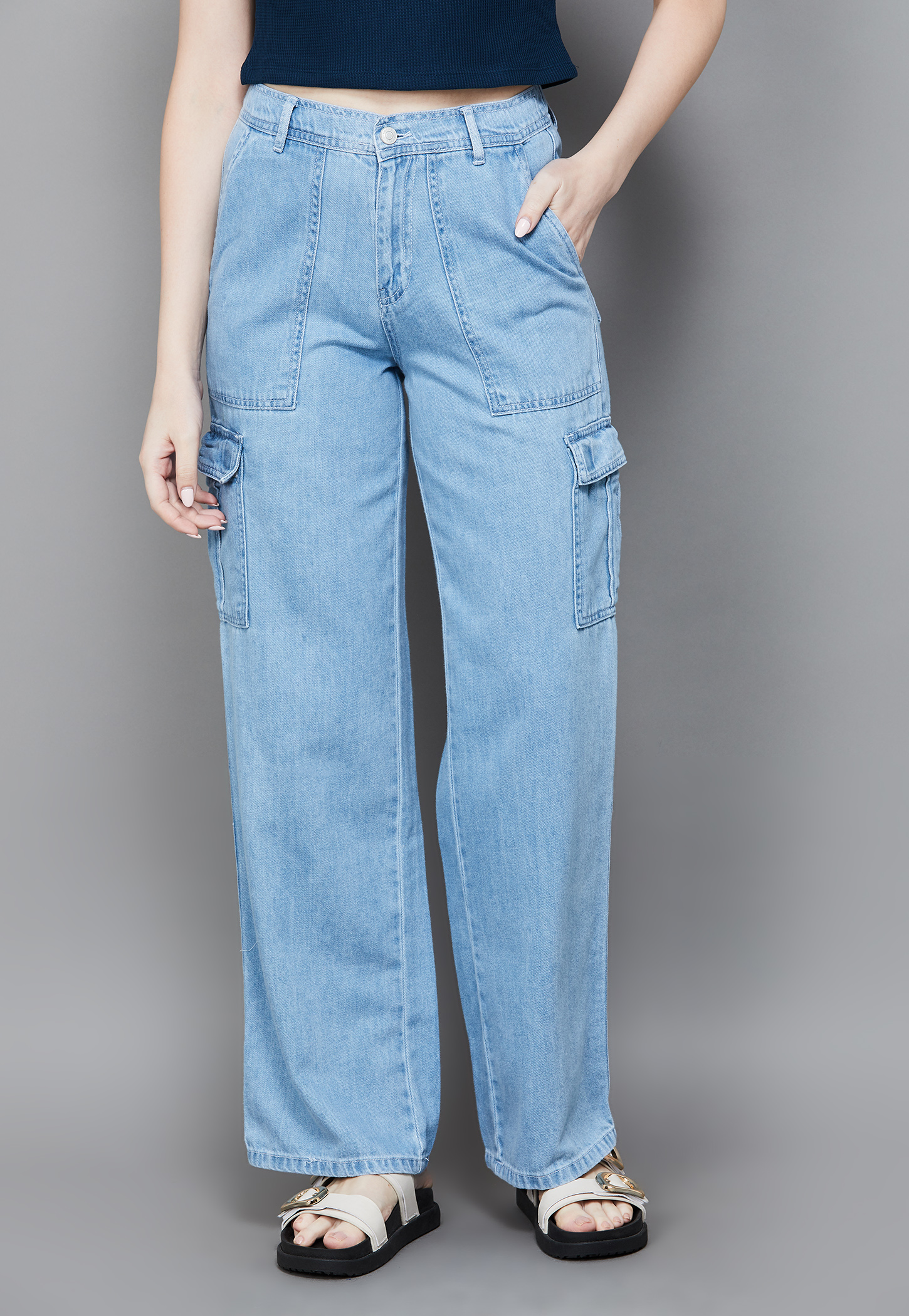 KRAUS Washed Denim Cargos-image-42