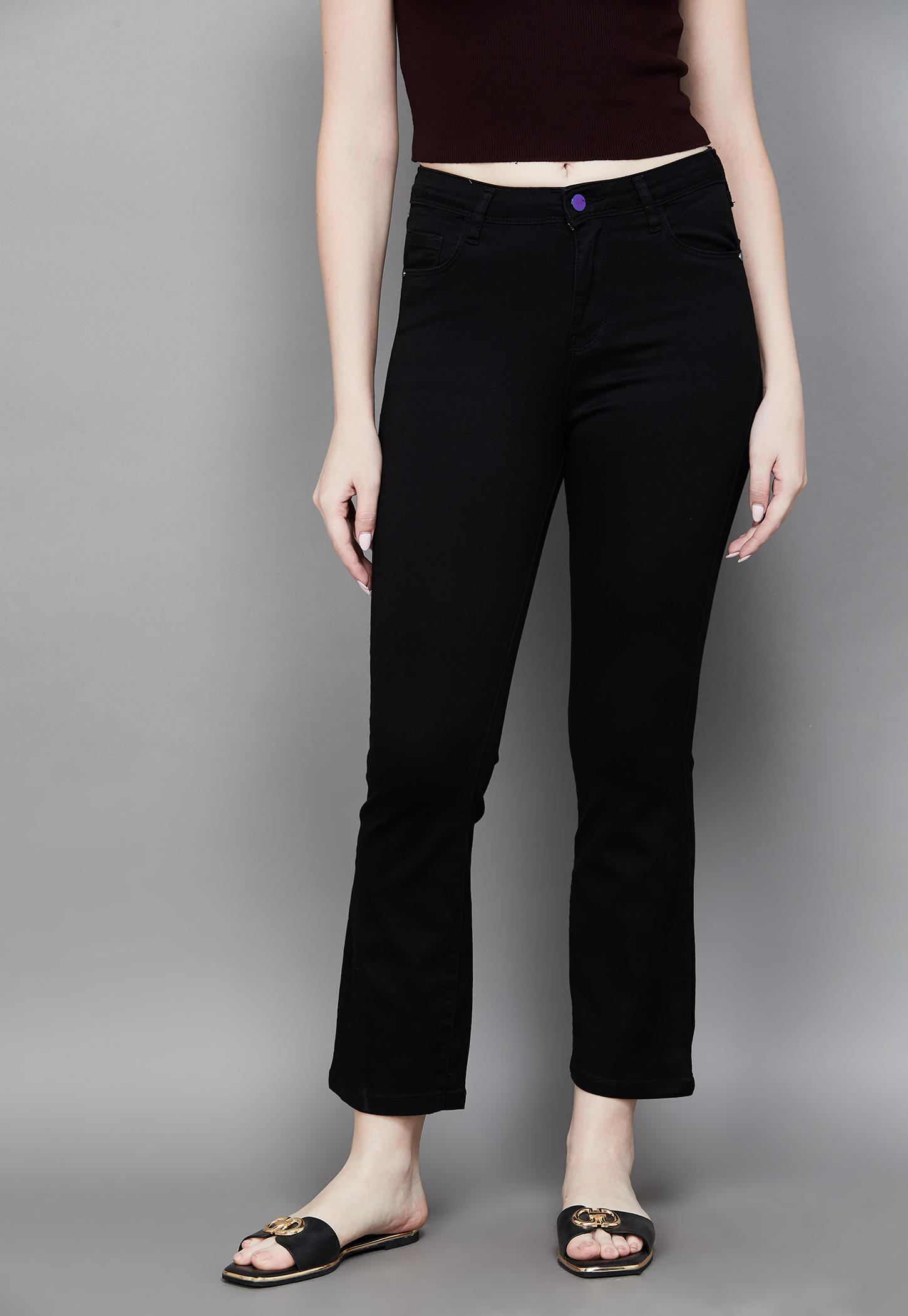 KRAUS Solid Flared Jeans-image-49