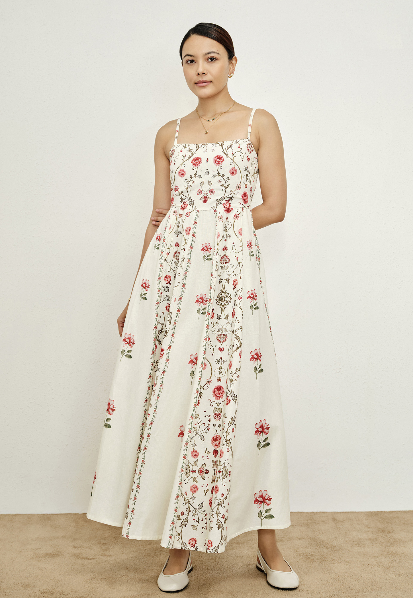 AND Floral Print Spaghetti Neck A-Line Dress-picture-47