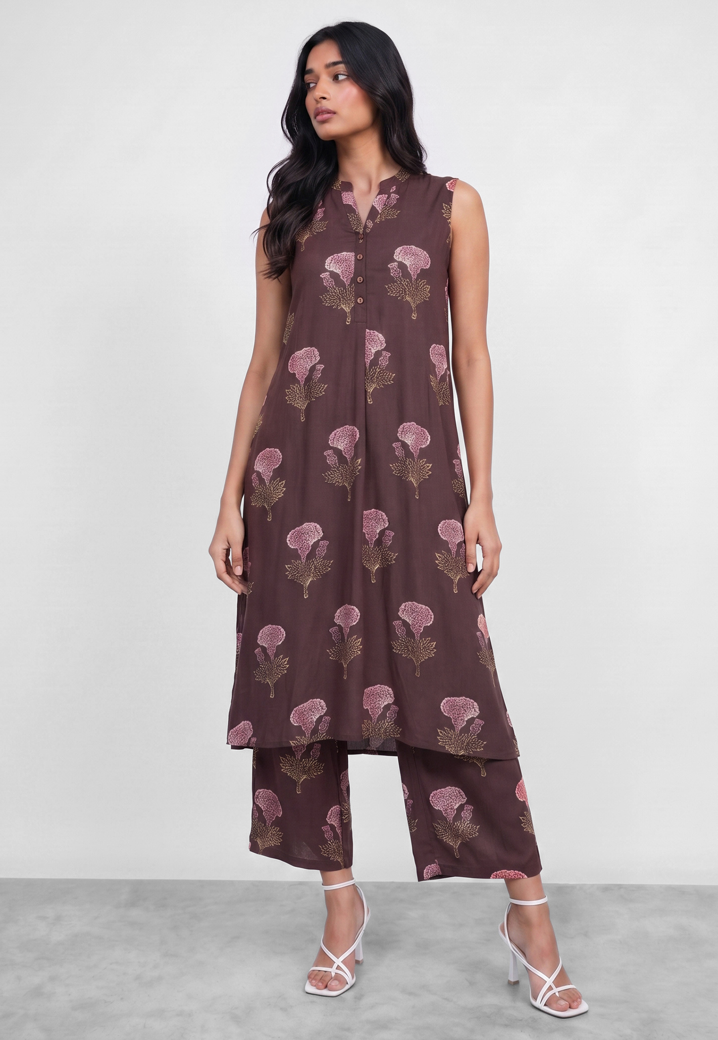 MELANGE Floral Print Straight Kurta Set-picture-13