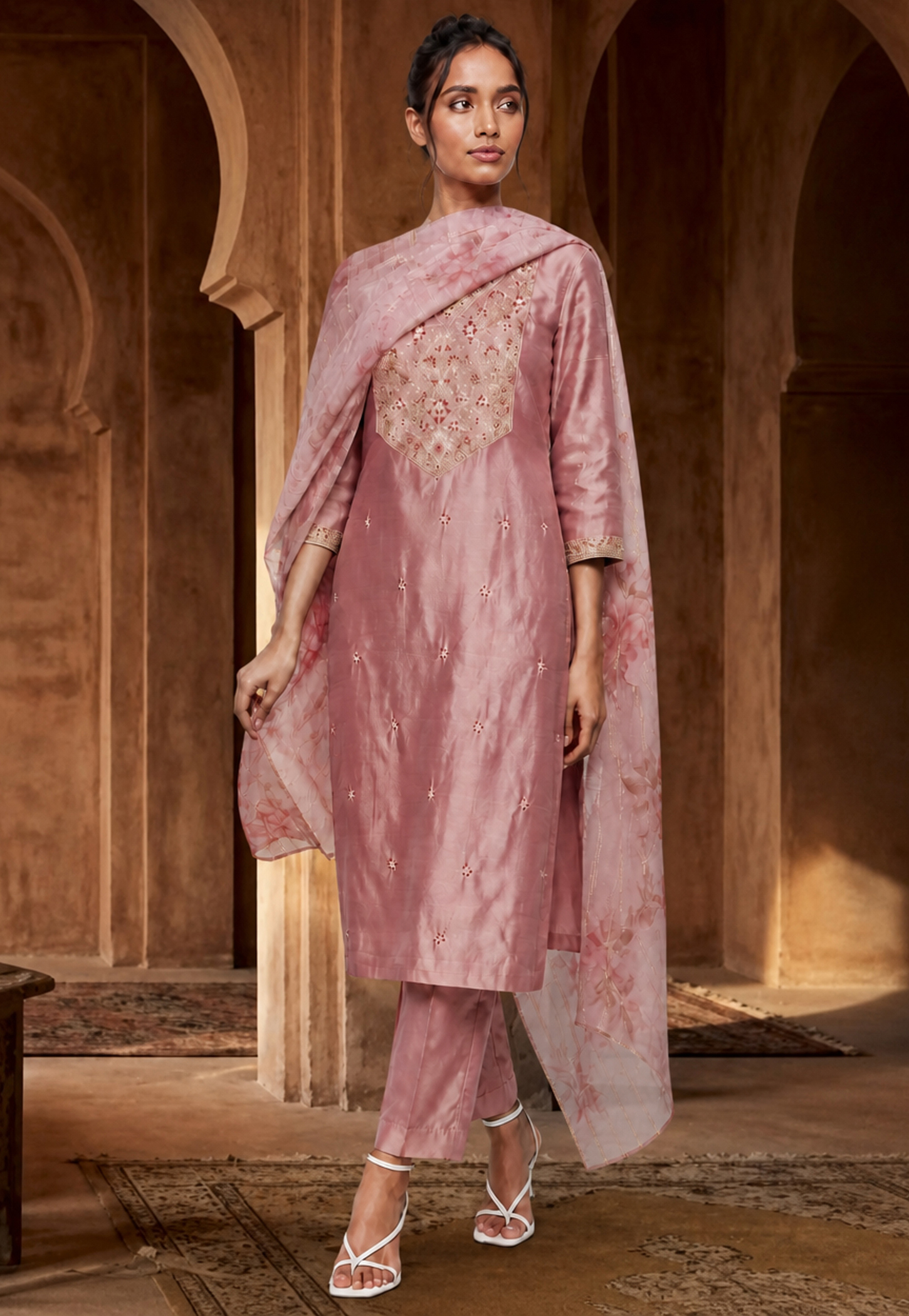 MELANGE Embroidered Straight Kurta Set-picture-55