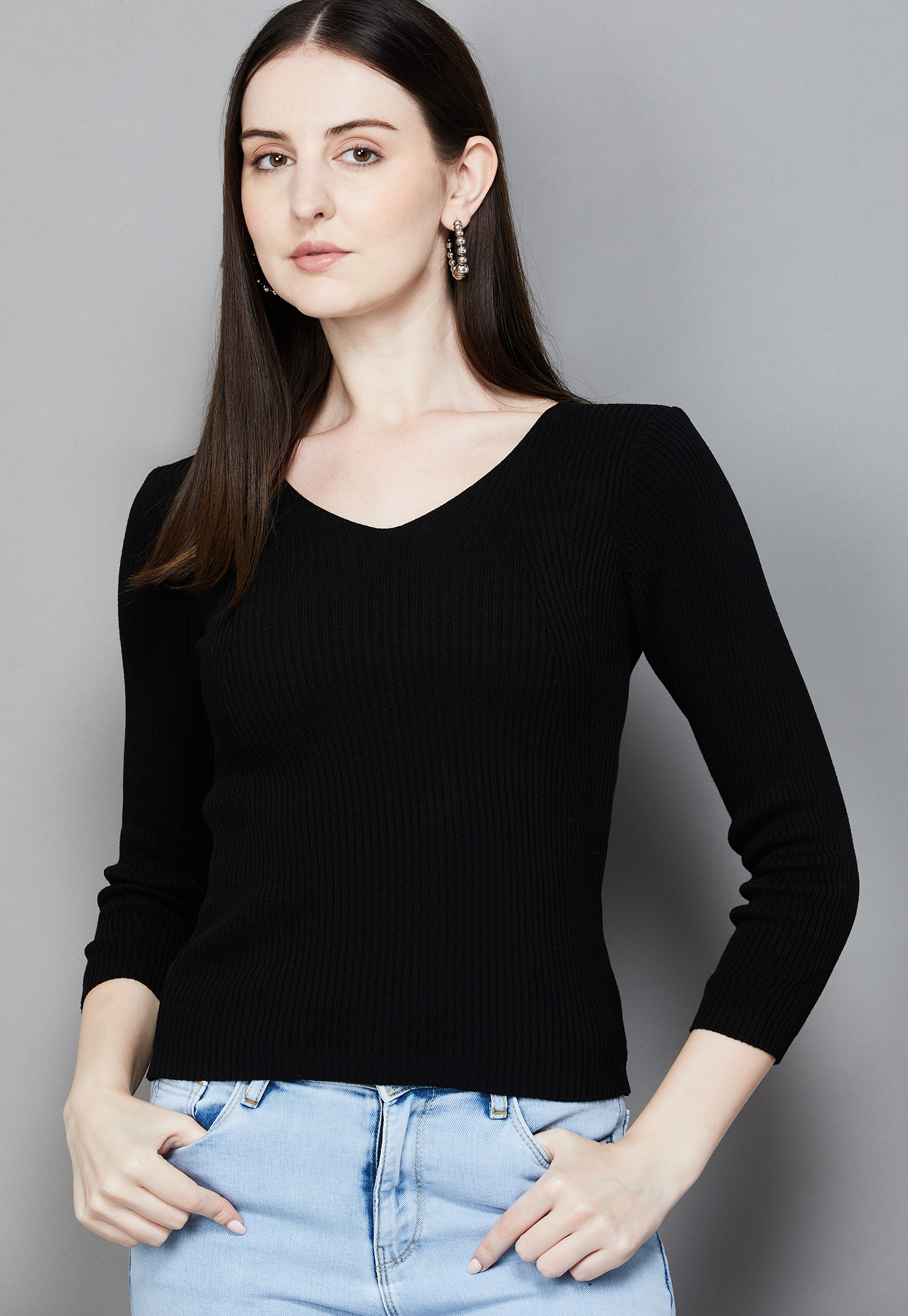 KRAUS Ribbed V-Neck Top-picture-32