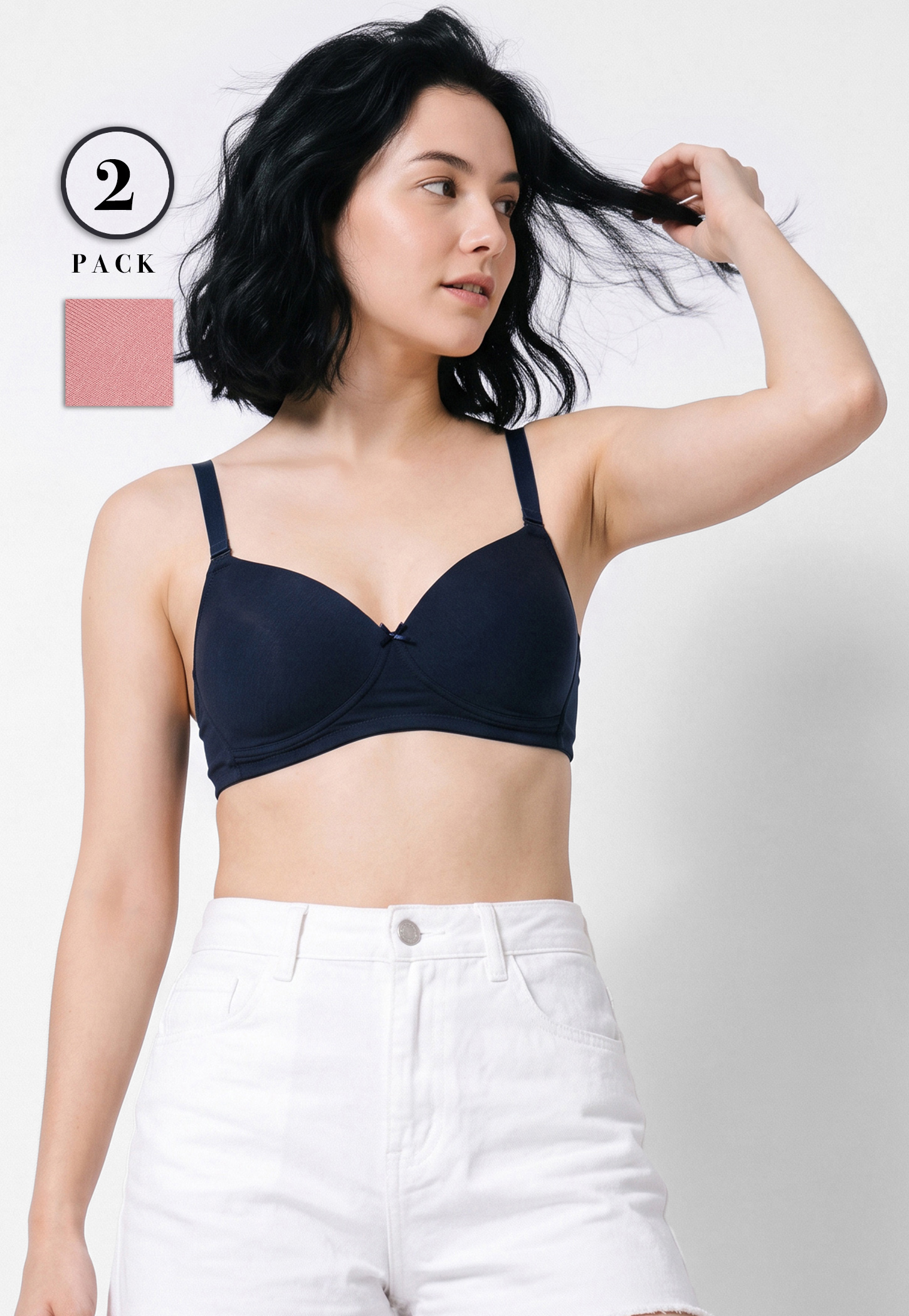 GINGER Solid Padded Non-Wired T-Shirt Bra - Pack of 2