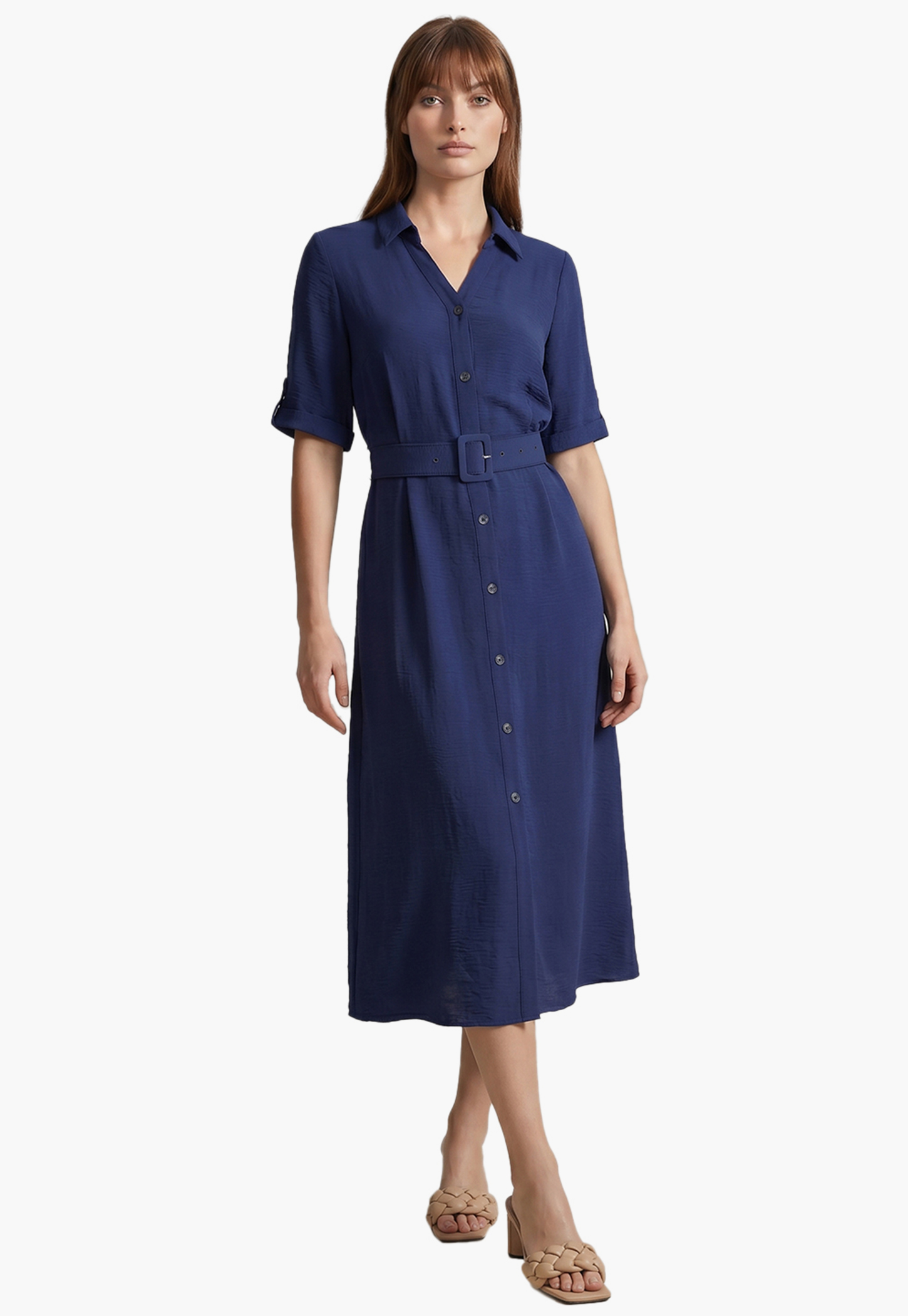 VERO MODA Textured Shirt Dress with Belt-picture-33