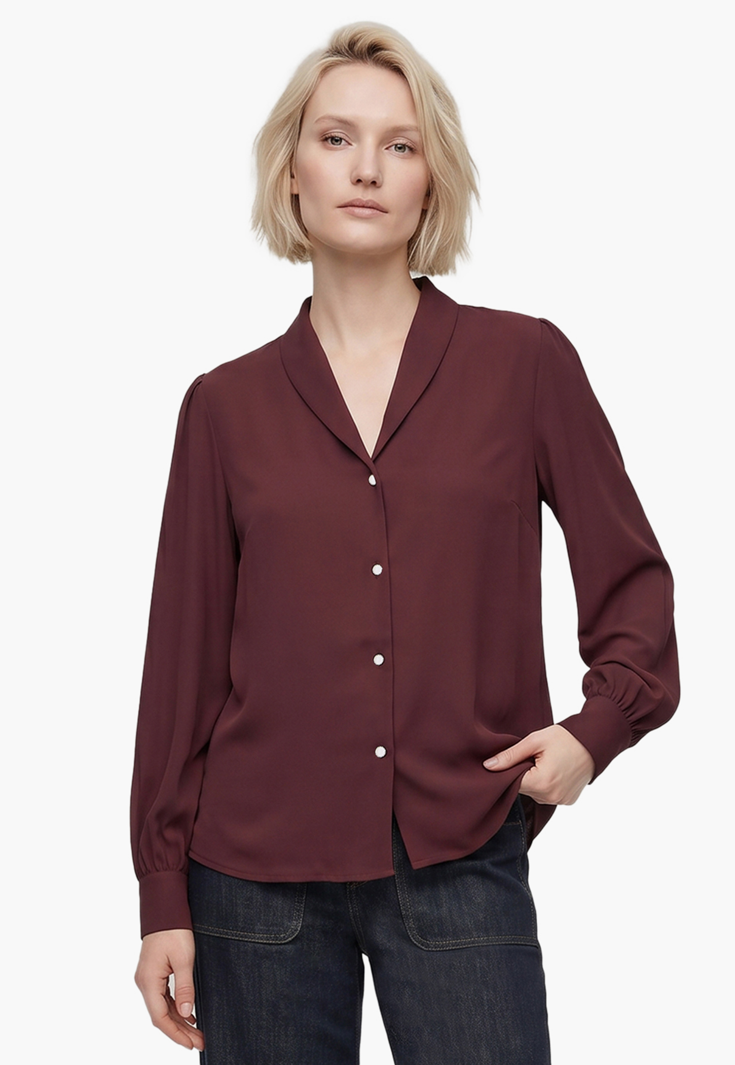 VERO MODA Solid V-Neck Shirt-picture-16