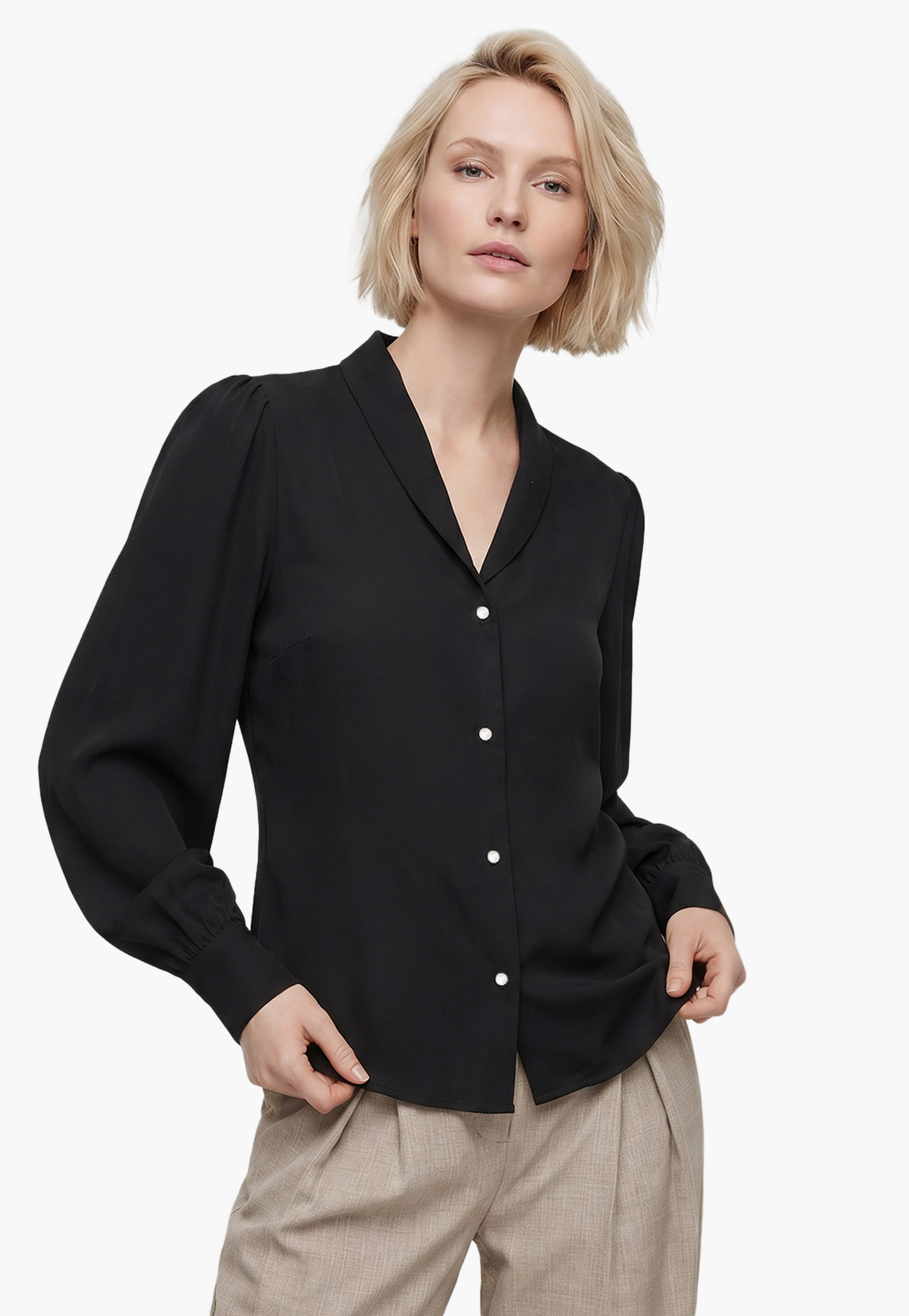 VERO MODA Solid V-Neck Shirt-picture-25
