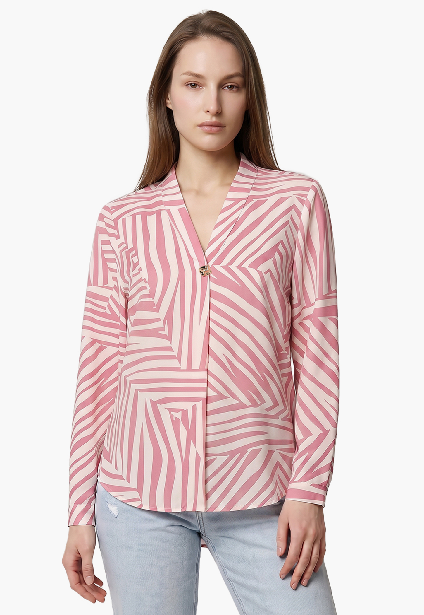 VERO MODA Printed V-Neck Button Top-picture-13