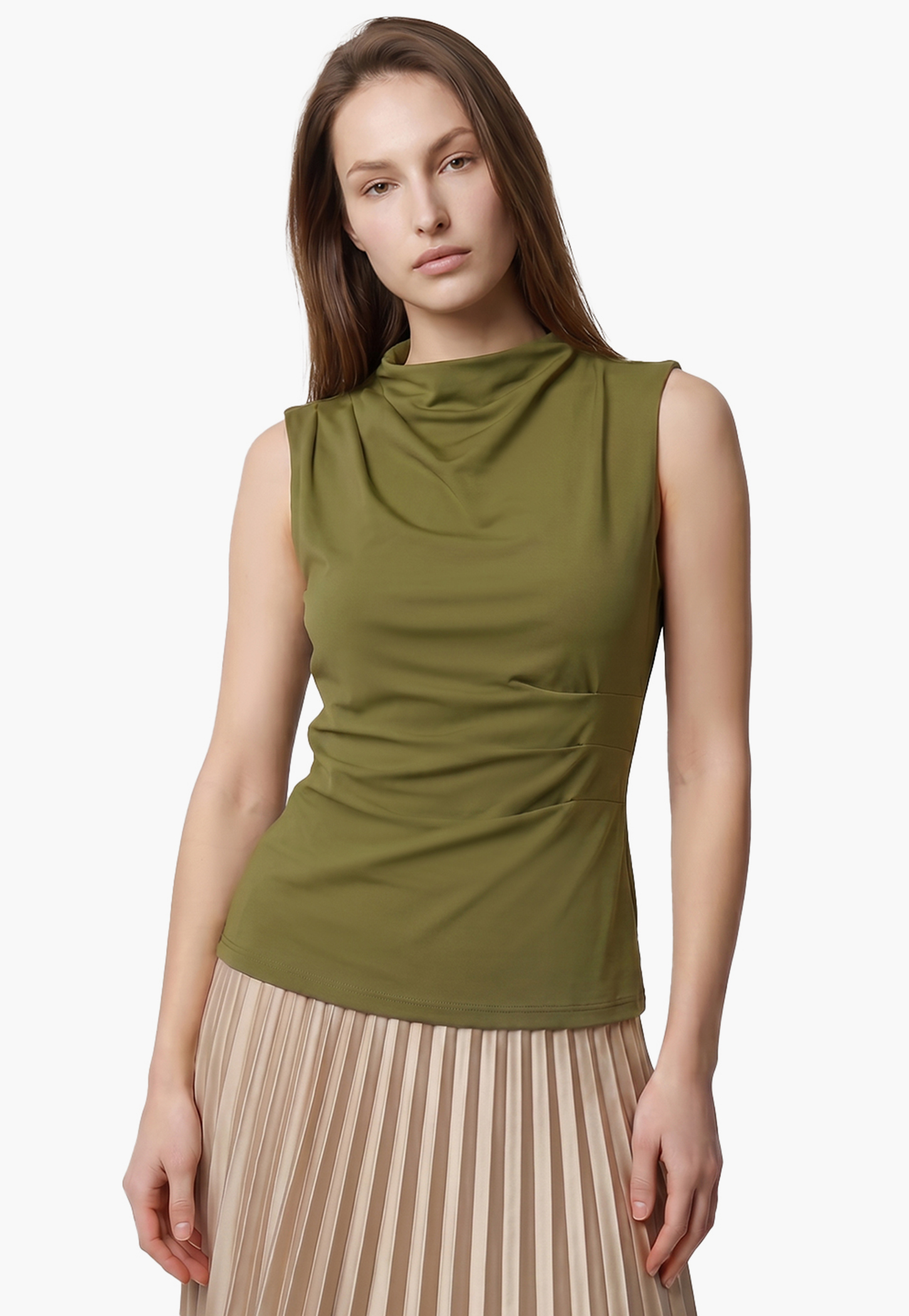 VERO MODA Solid Cowl Neck Sleeveless Top-picture-21