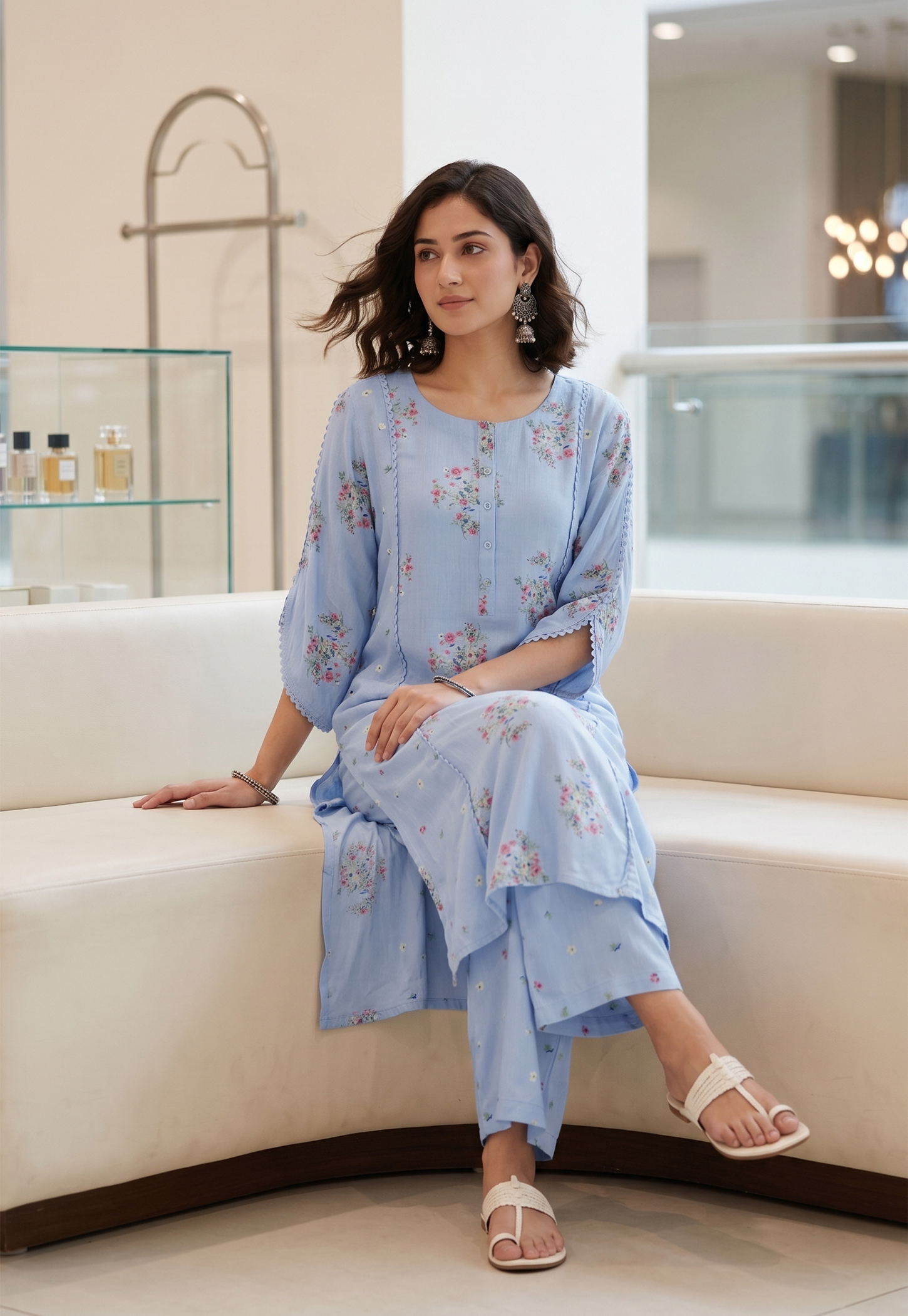 MELANGE Floral Print Kurta Set