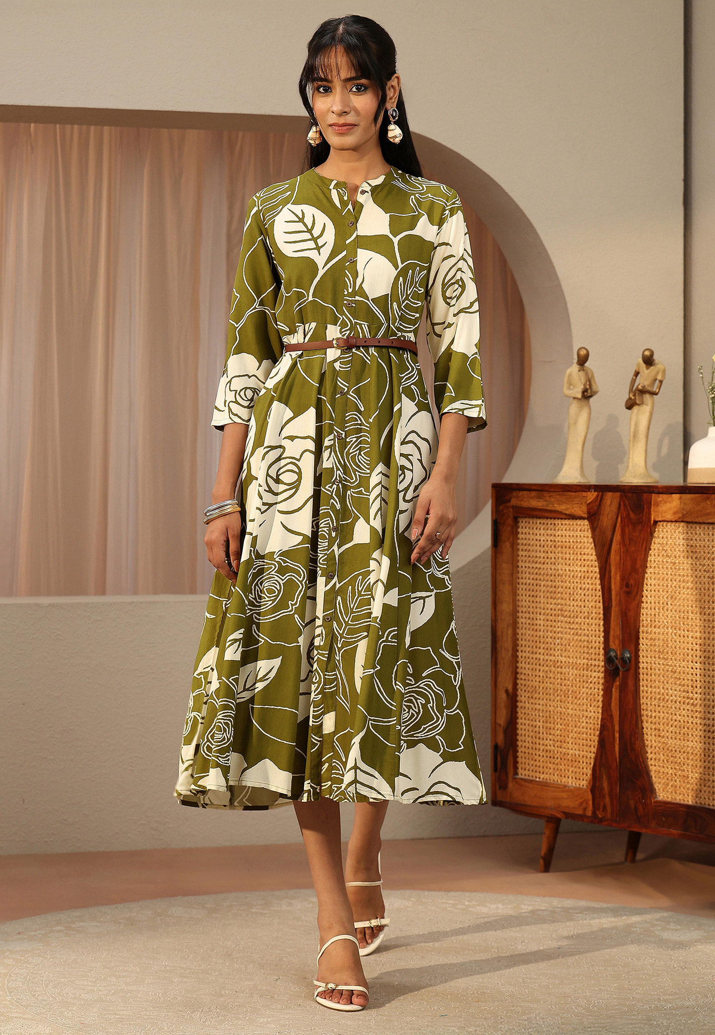 LIBAS Floral Print Midi Dress