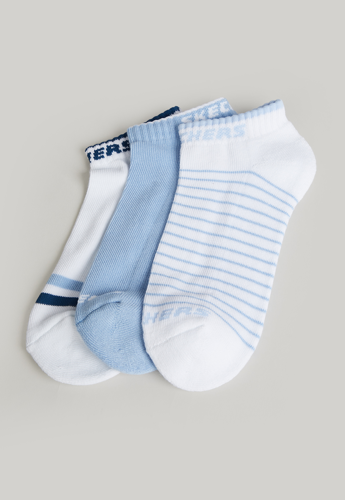 SKECHERS Striped No Show Socks - Pack of 3