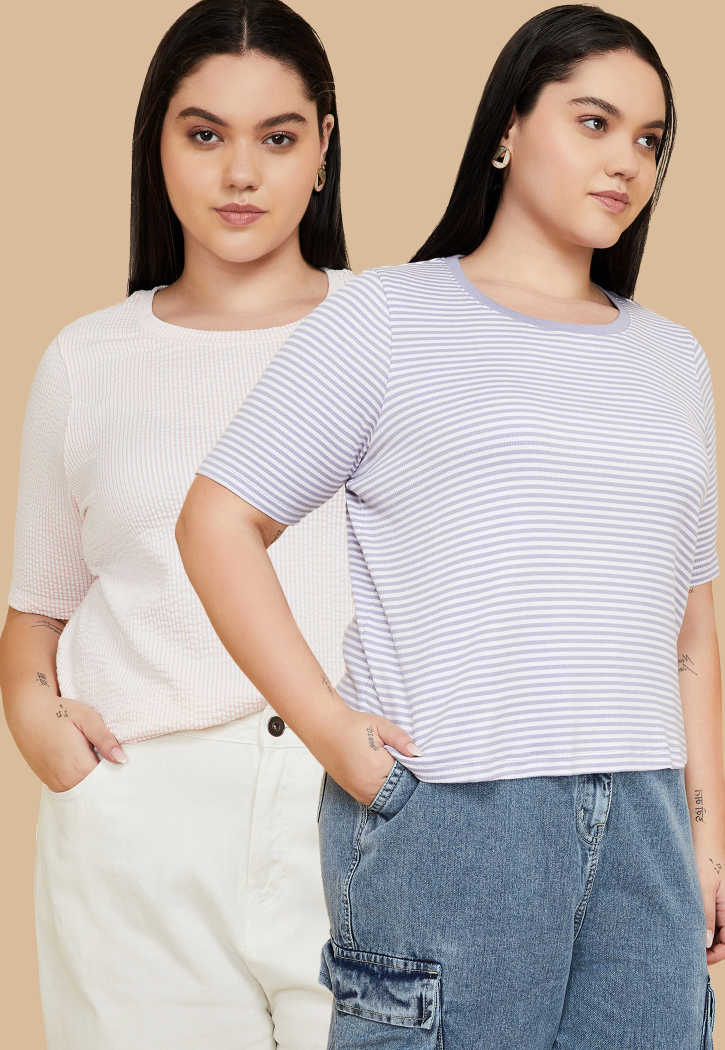 Women Striped T-shirt - Pack of 2-picture-43