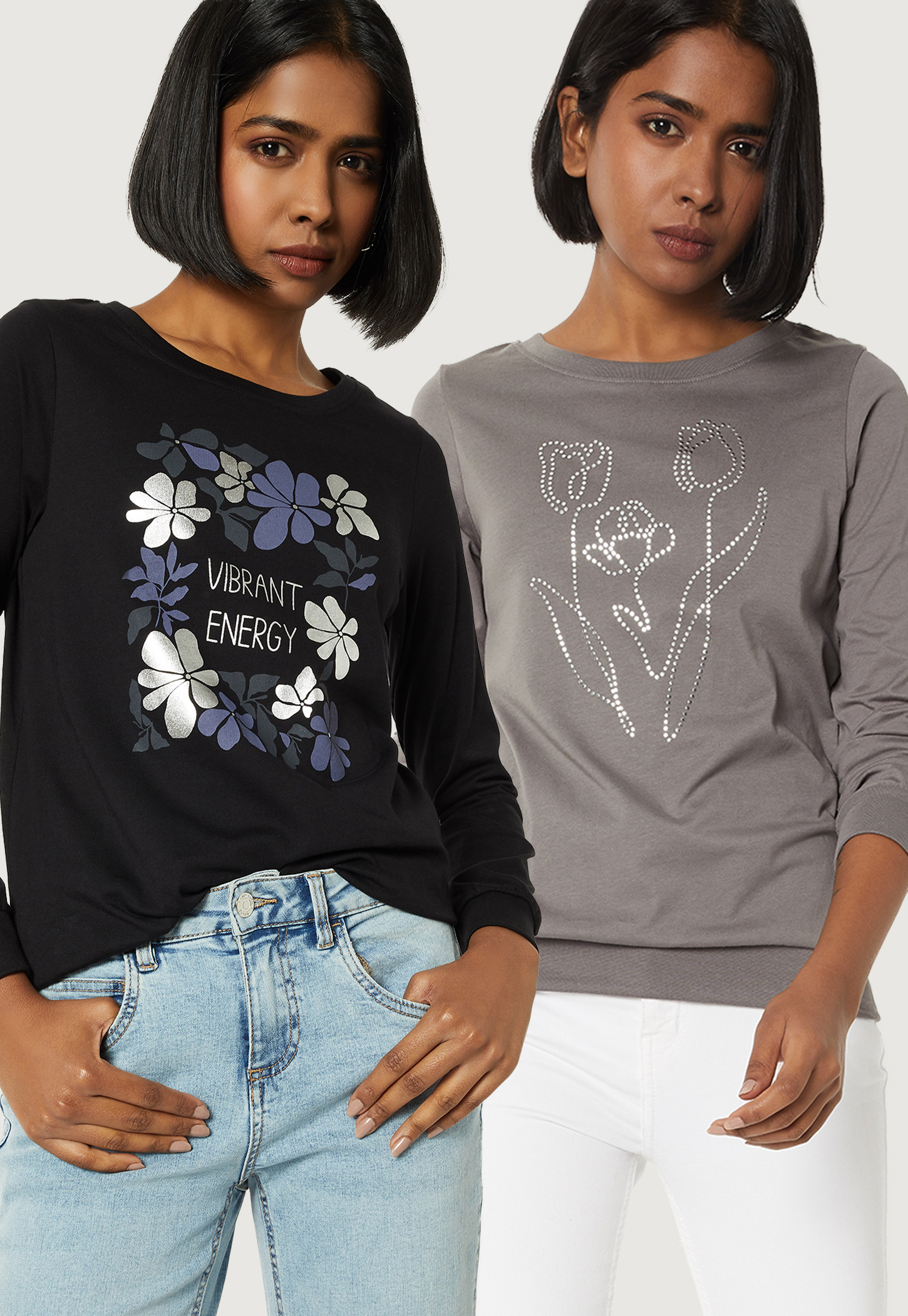 Women Assorted Full Sleeved T-shirt - Pack of 2-image-7