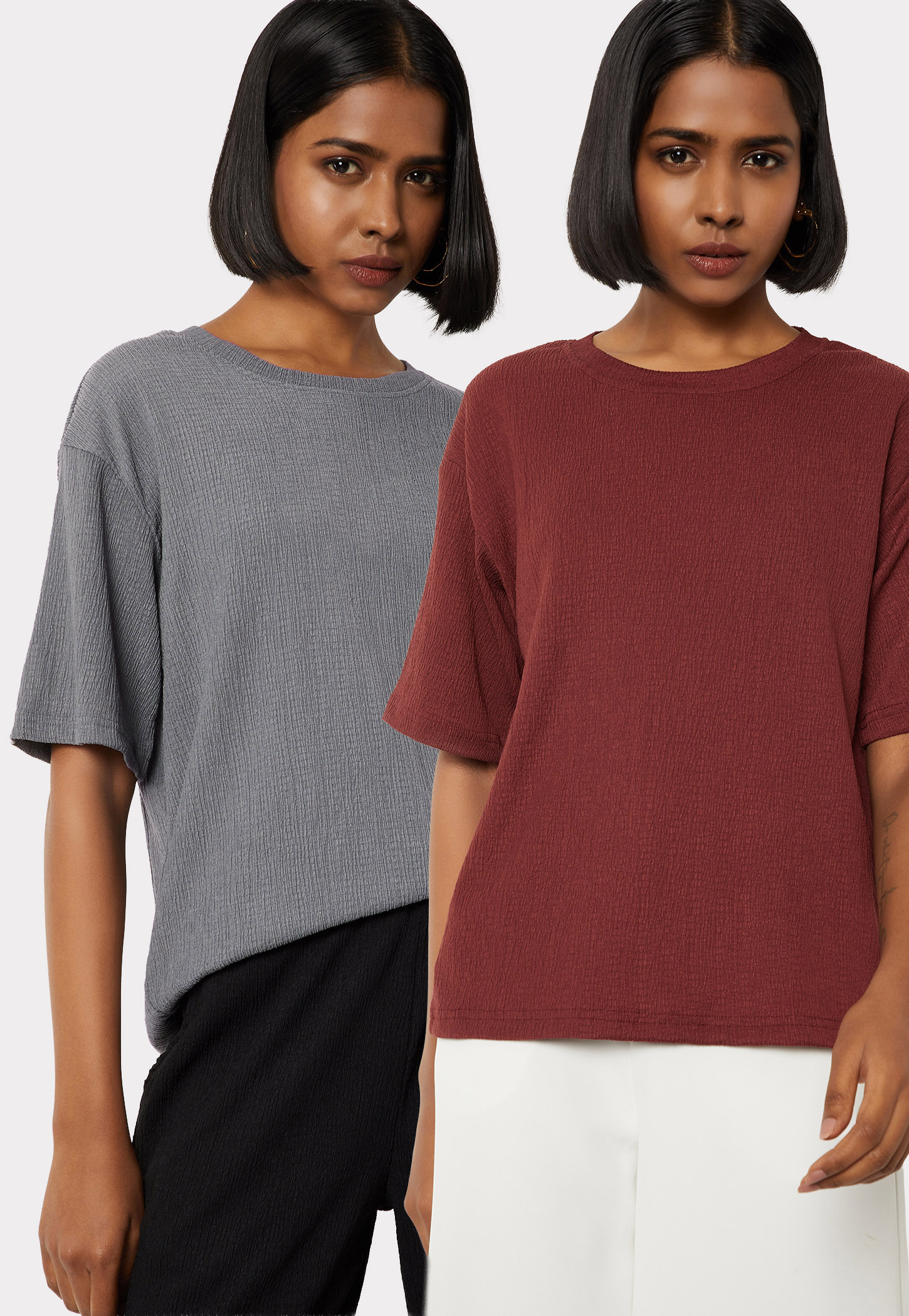 Women Textured T-shirts - Pack of 2-picture-35