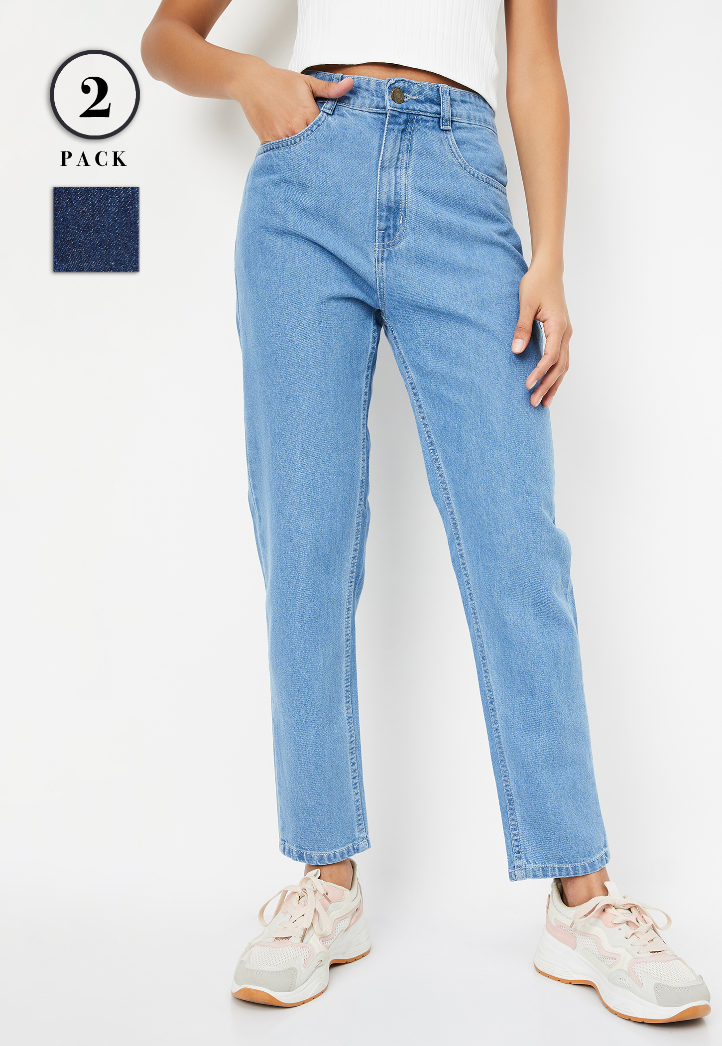 Women Washed Mom Fit Jeans - Pack of 2-picture-10