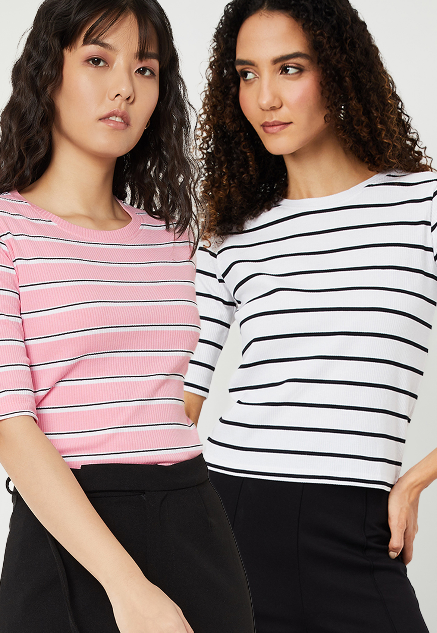 Women Striped T-shirt - Pack of 2-picture-41