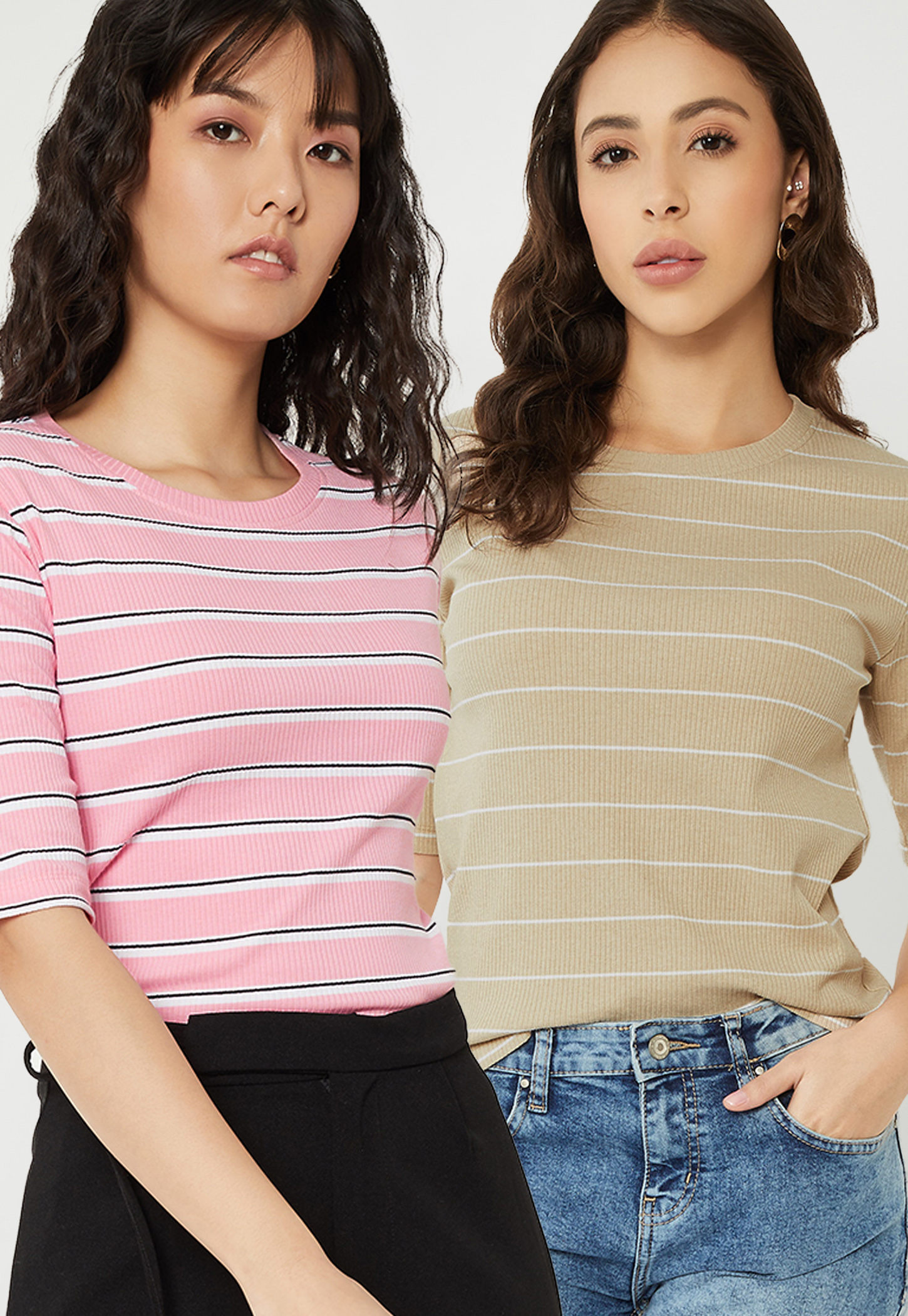 Women Striped T-shirt - Pack of 2-picture-53