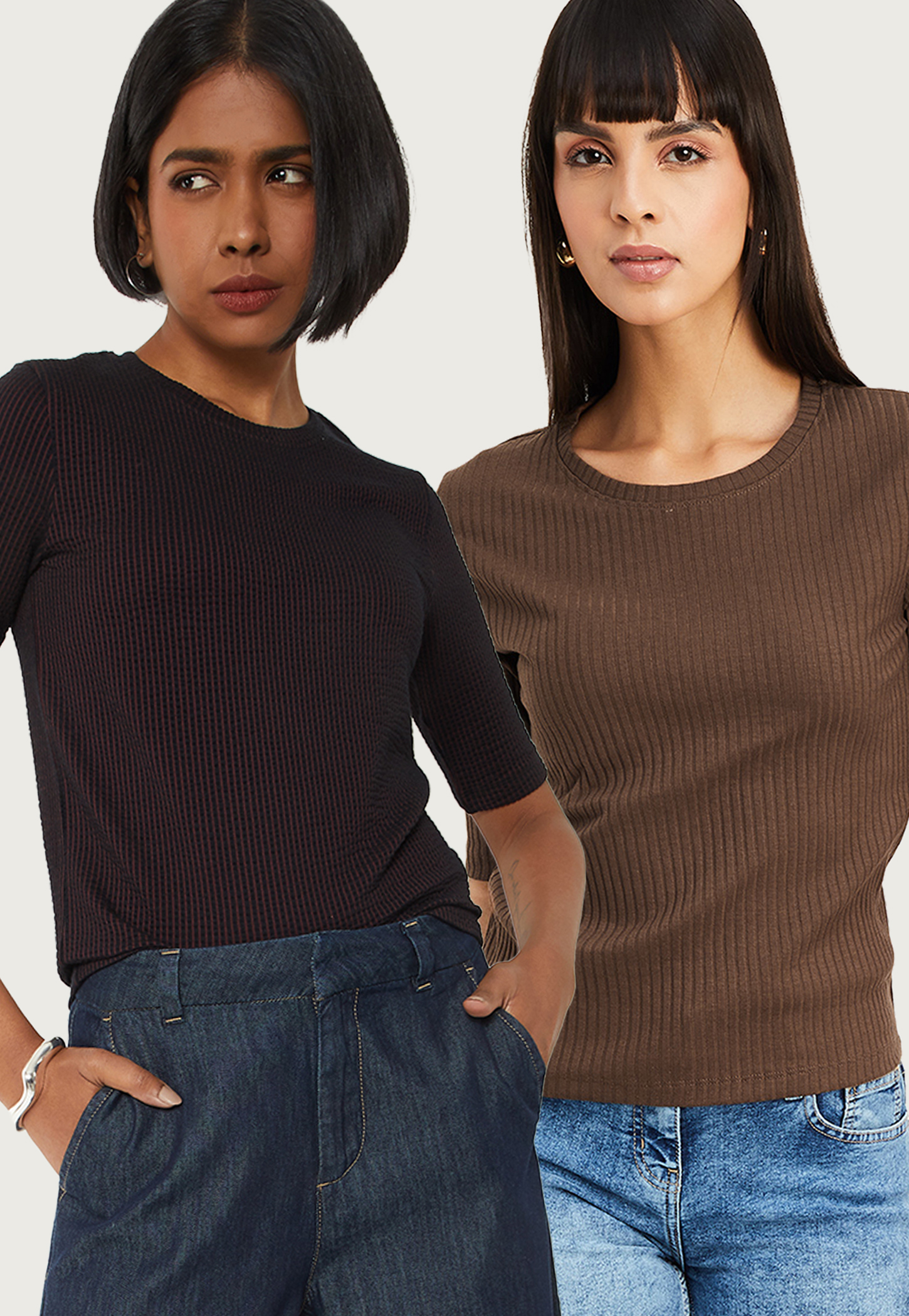 Women Ribbed T-shirt- Pack of 2-picture-11
