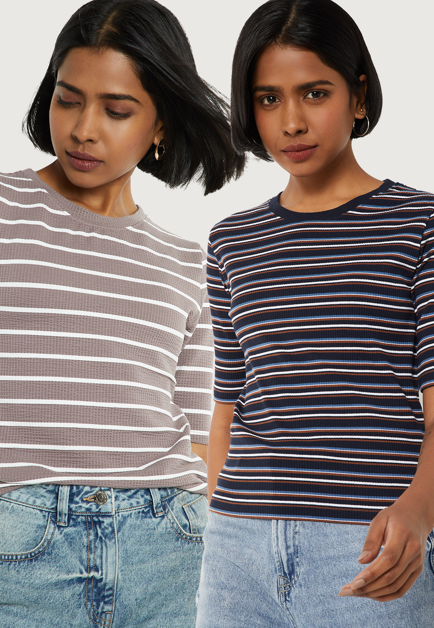 Women Striped T-shirt - Pack of 2-picture-56