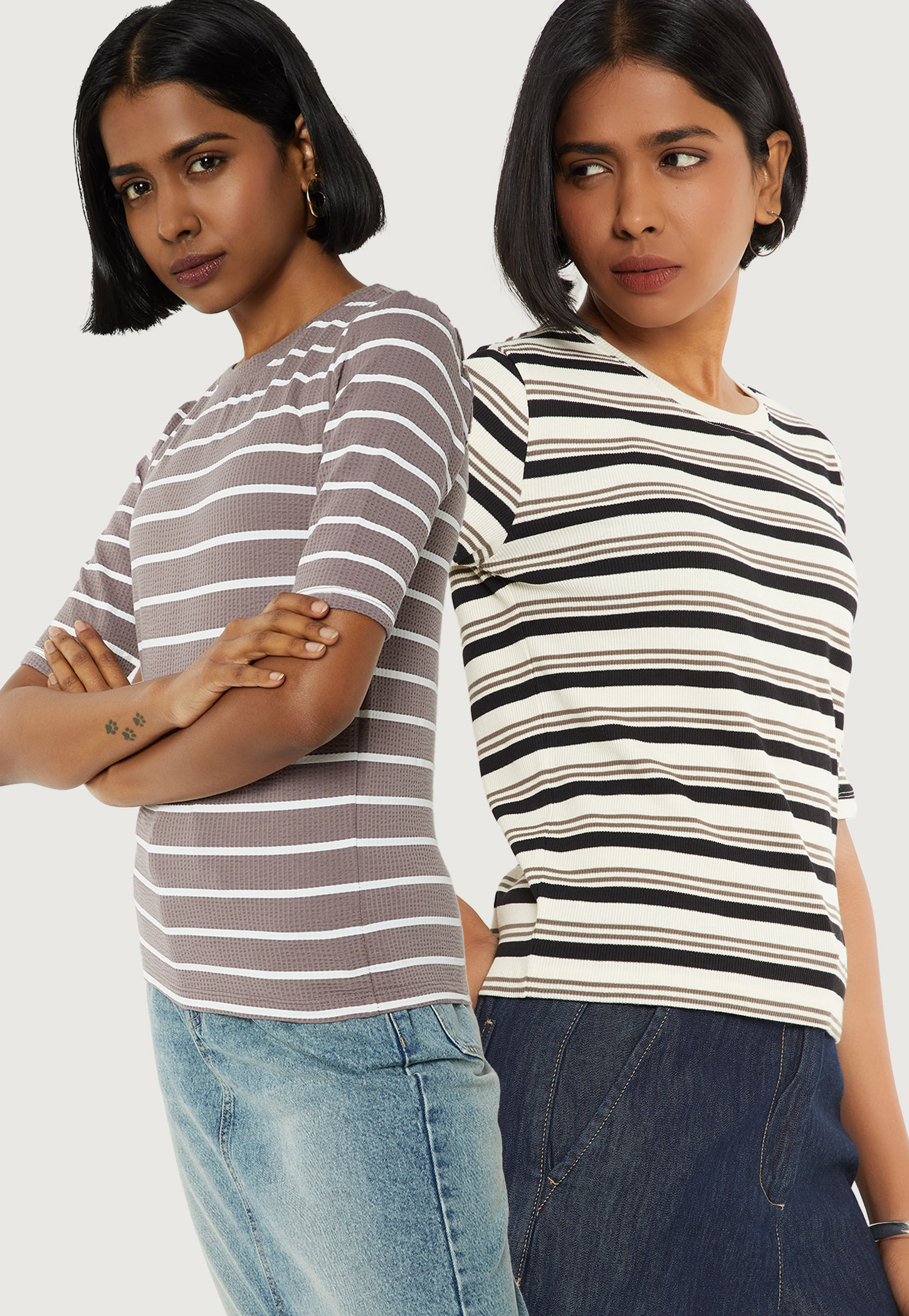 Women Striped T-shirts - Pack of 2-picture-27