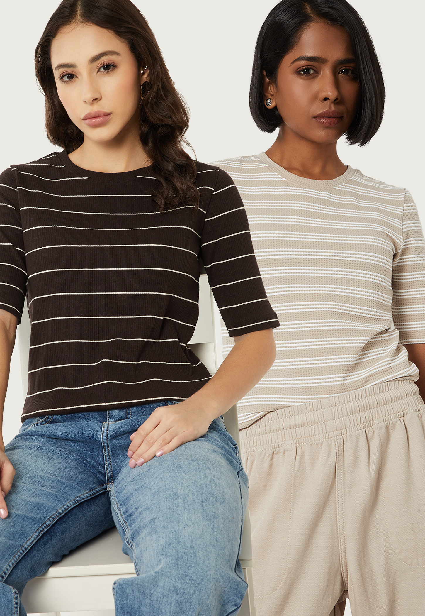 Women Striped T-shirts - Pack of 2-picture-23