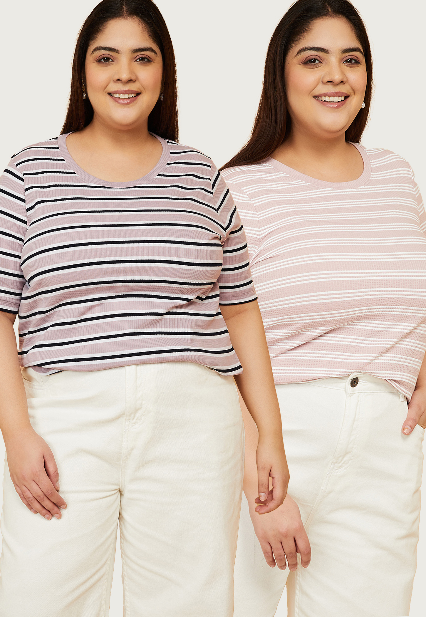 Women Striped T-shirt - Pack of 2-picture-48