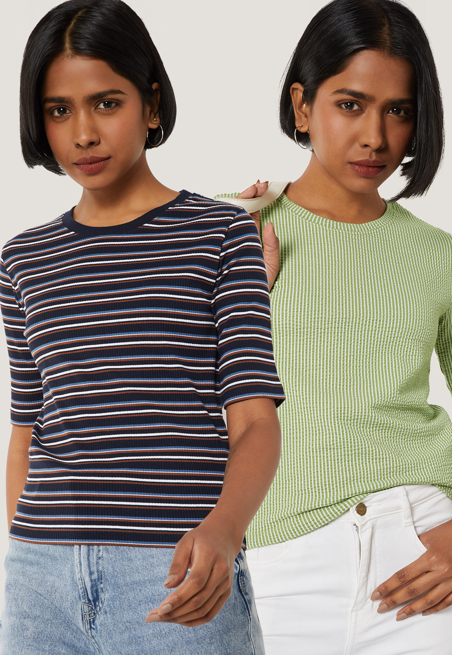 Women Striped T-shirt - Pack of 2-picture-47