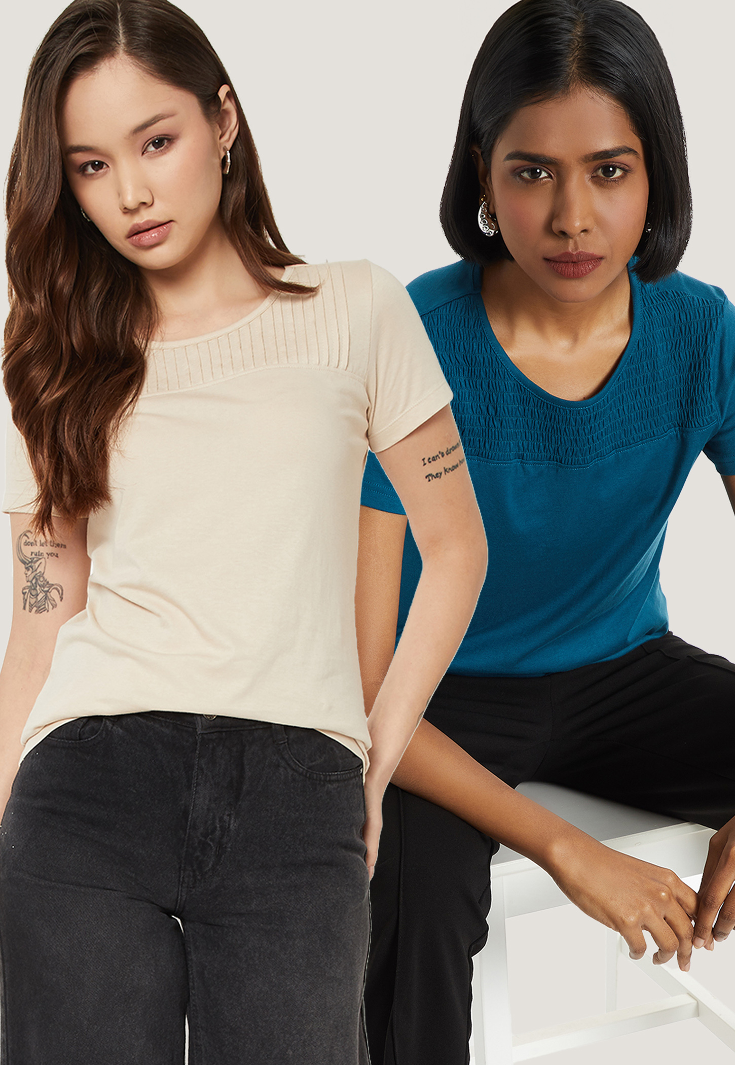 Women Textured T-shirt - Pack of 2-picture-49