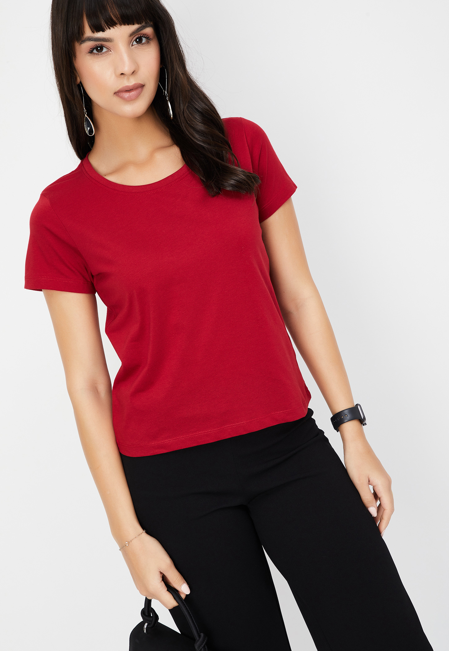 Women Solid T-shirt-image-7