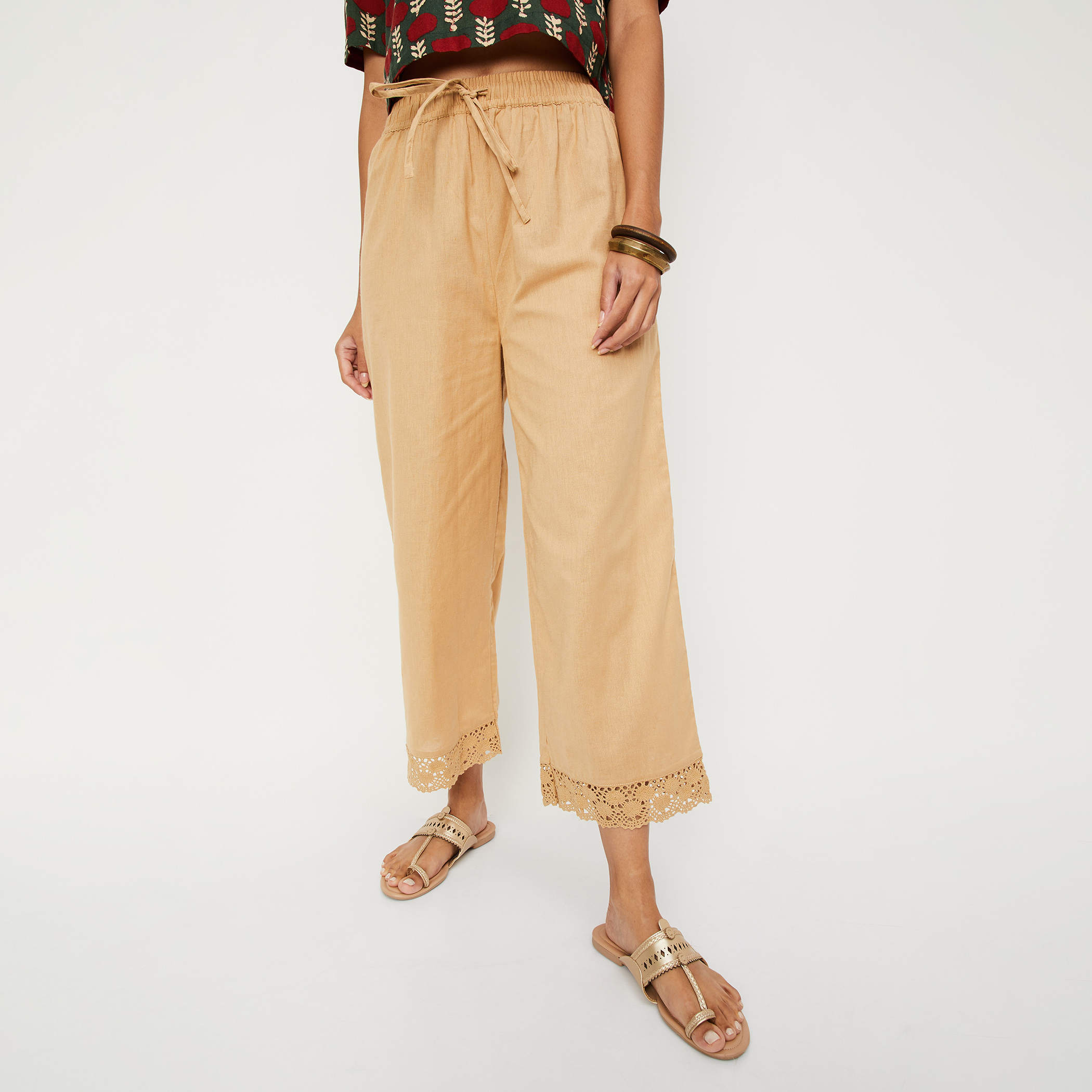 Women Lace Hem Palazzos-image-18