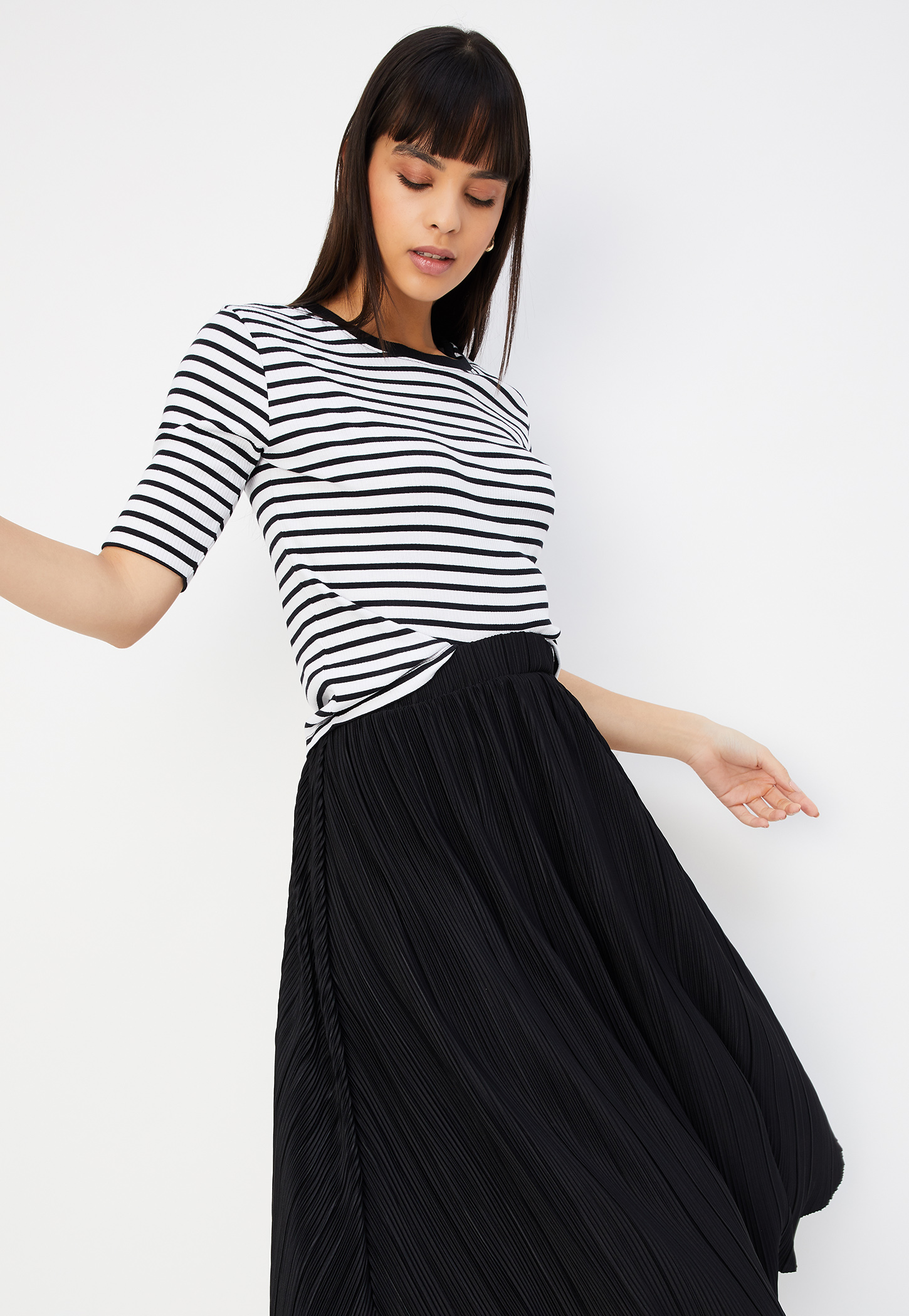 Women Striped Ribbed T-shirt-picture-52