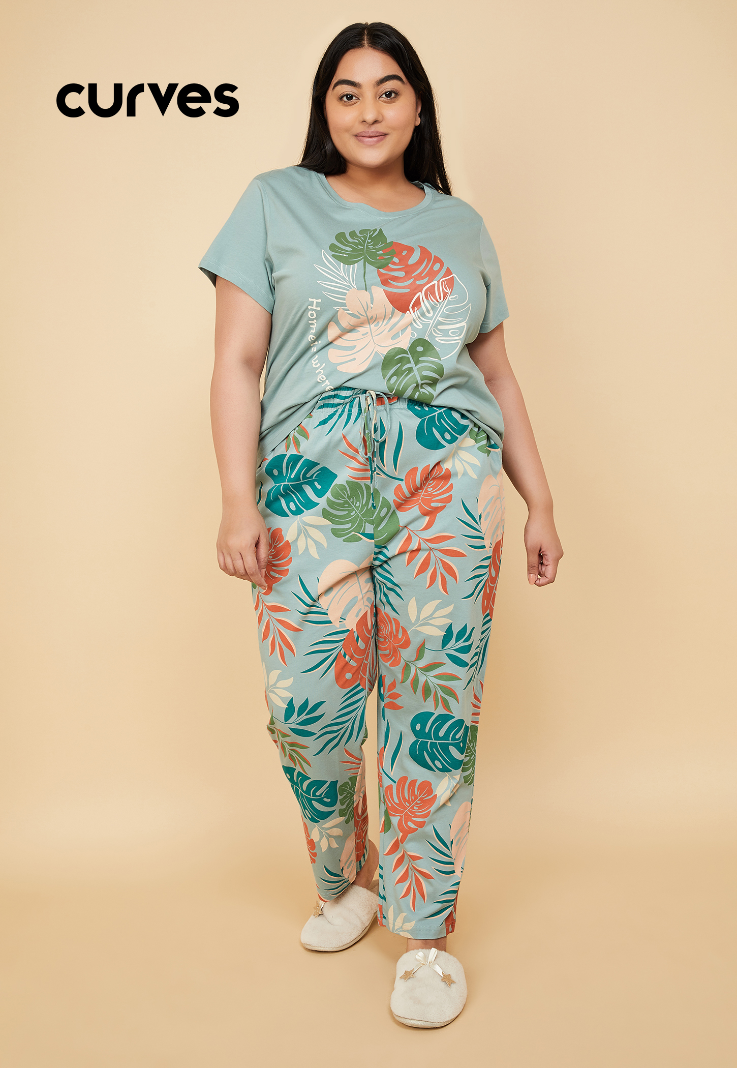 Women Tropical Printed PJ Set-picture-35