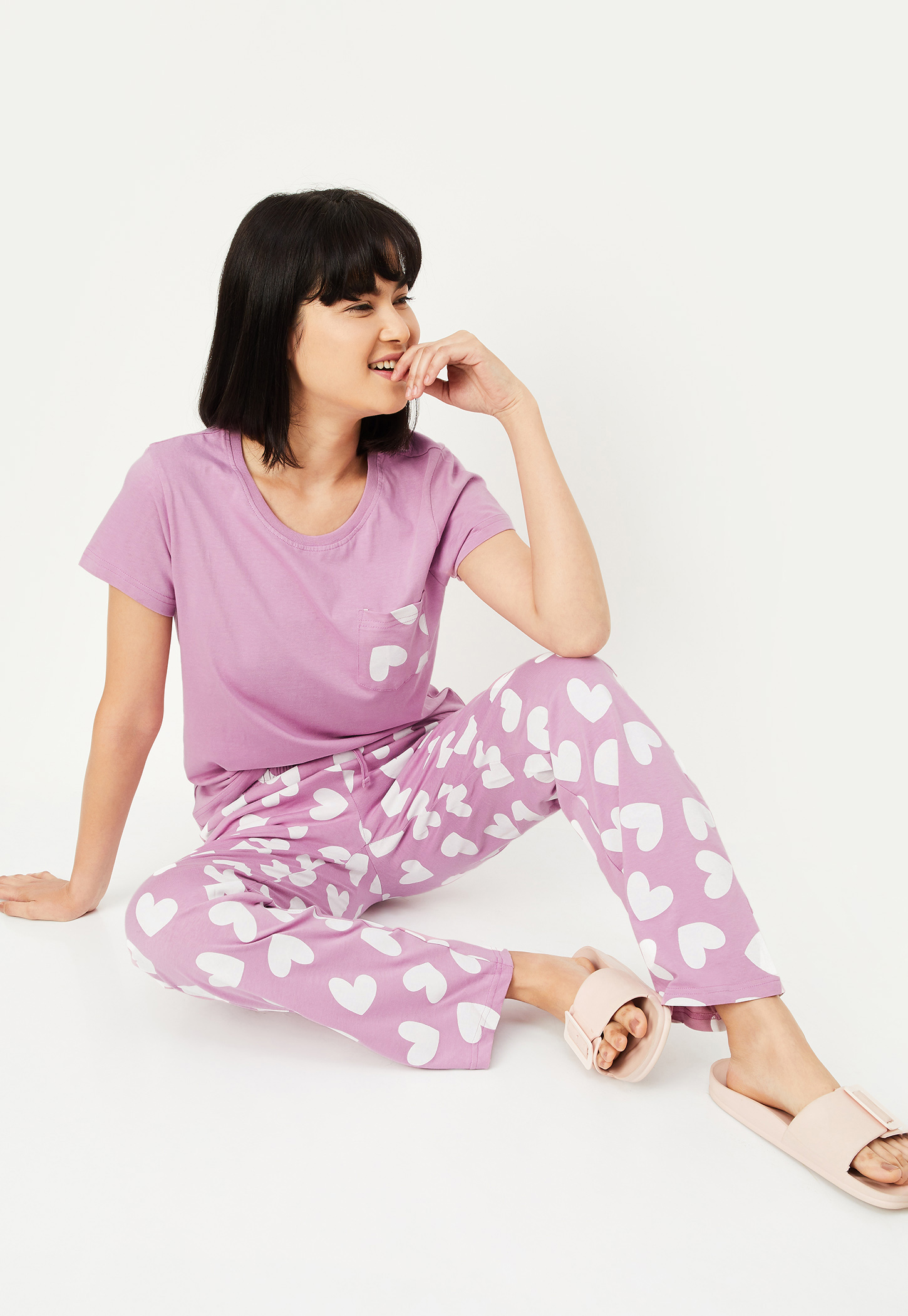 Women Heart Printed PJ Set-picture-11