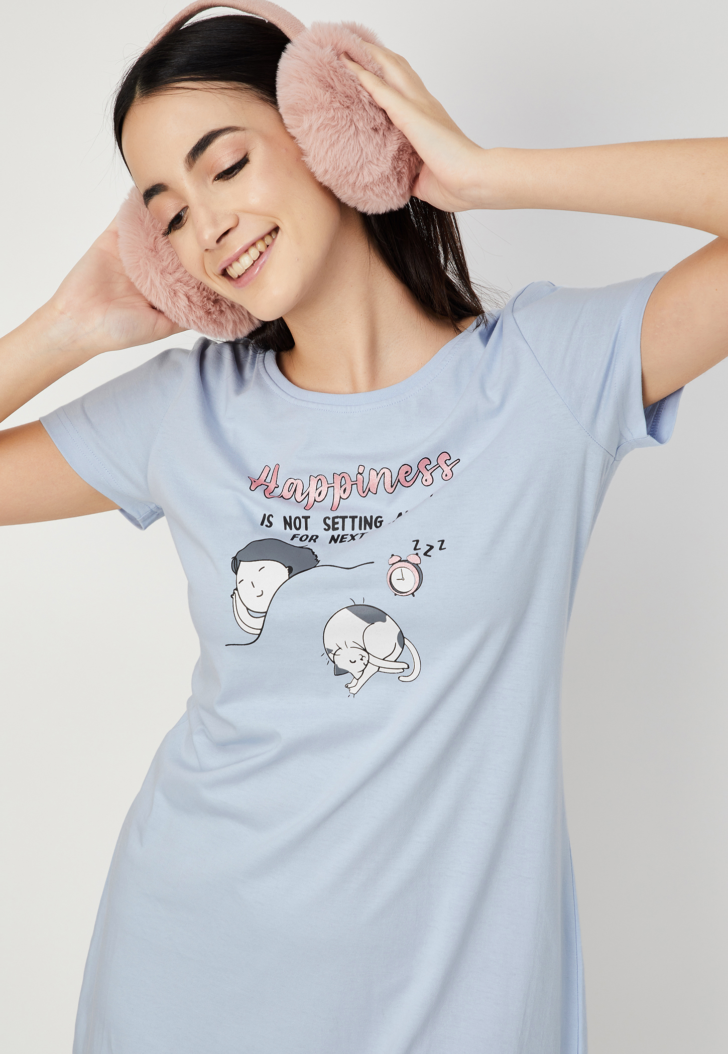 Women Graphic Printed Nightdress-image-29