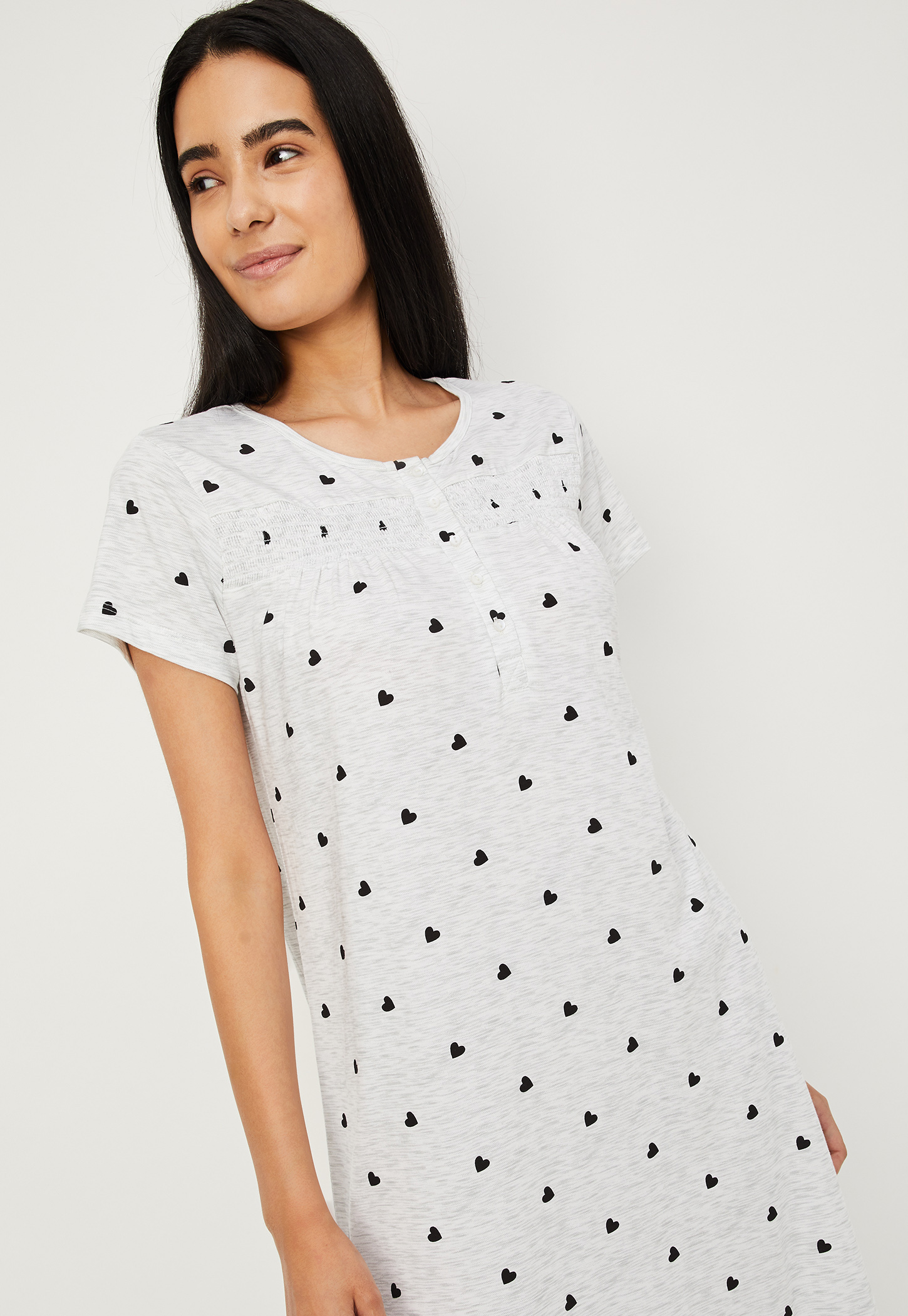 Women Heart Printed Nightgown-picture-41