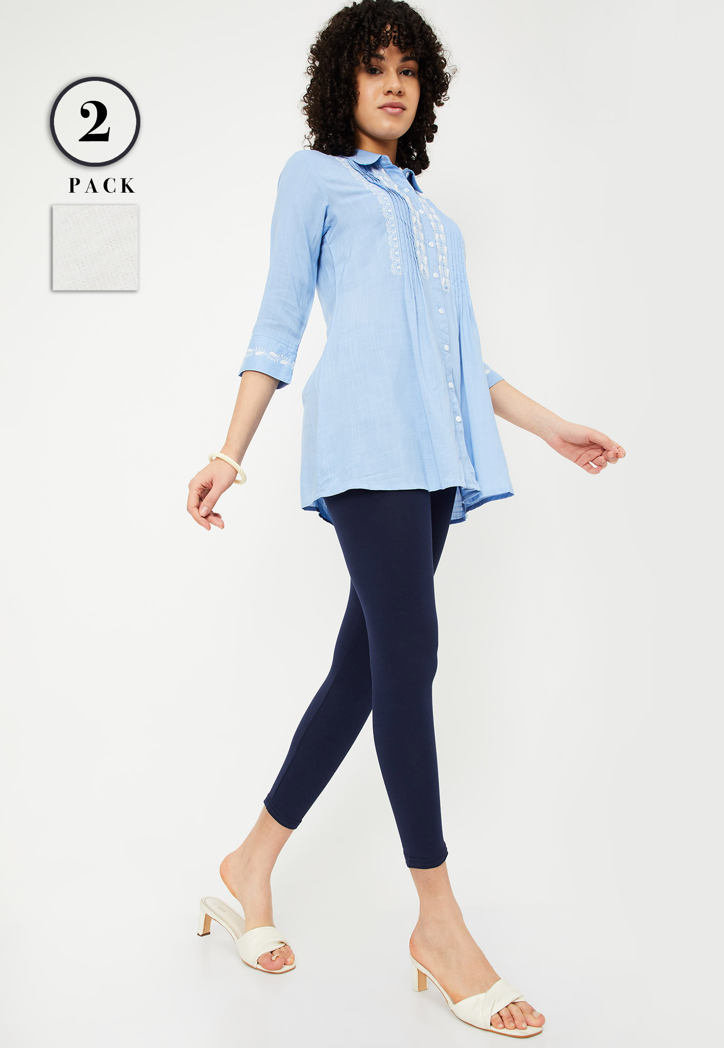 Women Solid Ankle Length Leggings - Pack of 2-picture-46