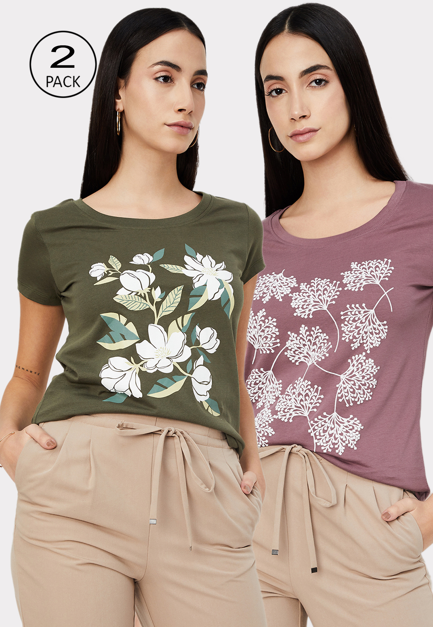 Women Graphic Printed T-shirt - Pack of 2-image-48