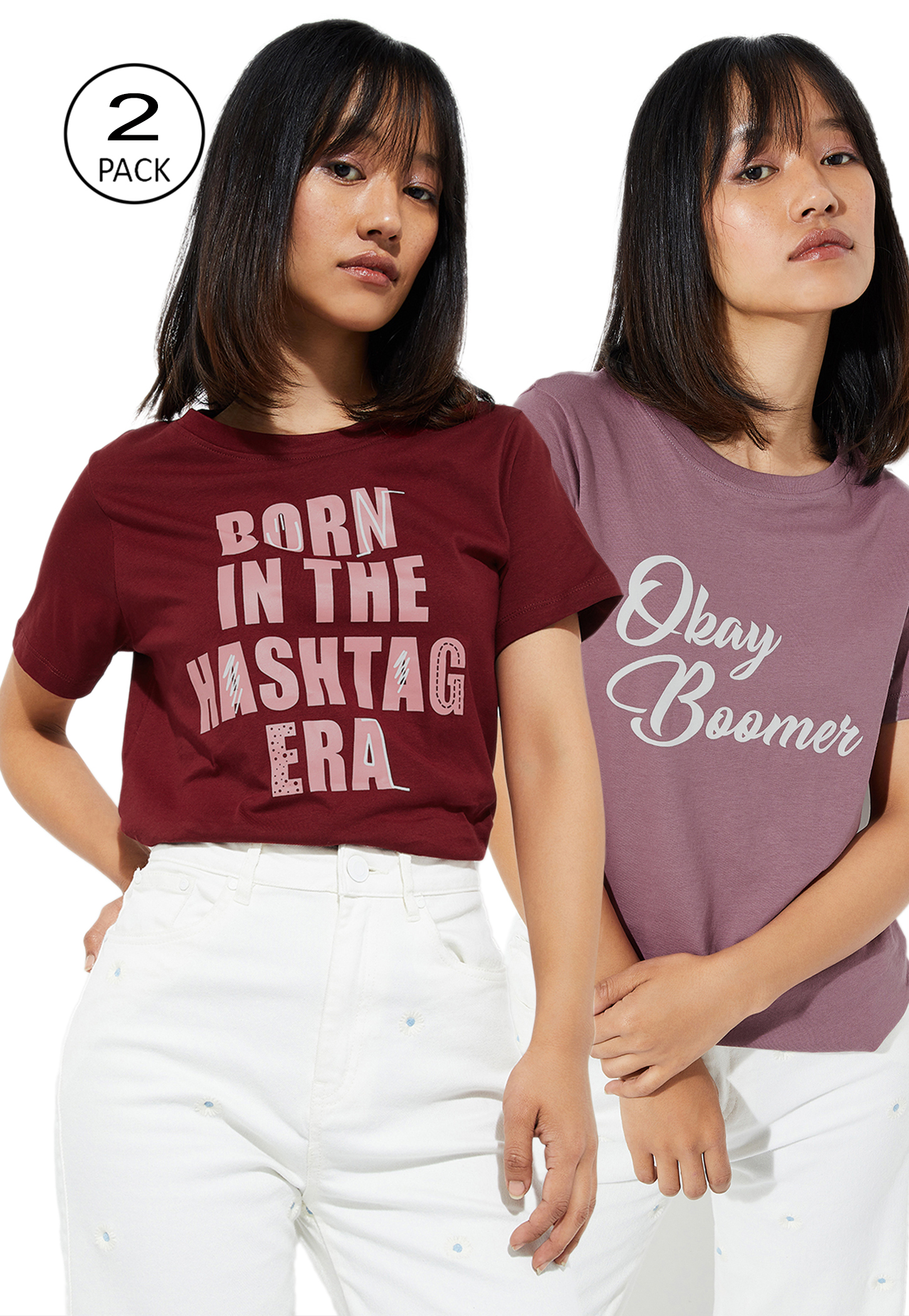 URB_N Women Graphic Printed T-shirt - Pack of 2-image-47