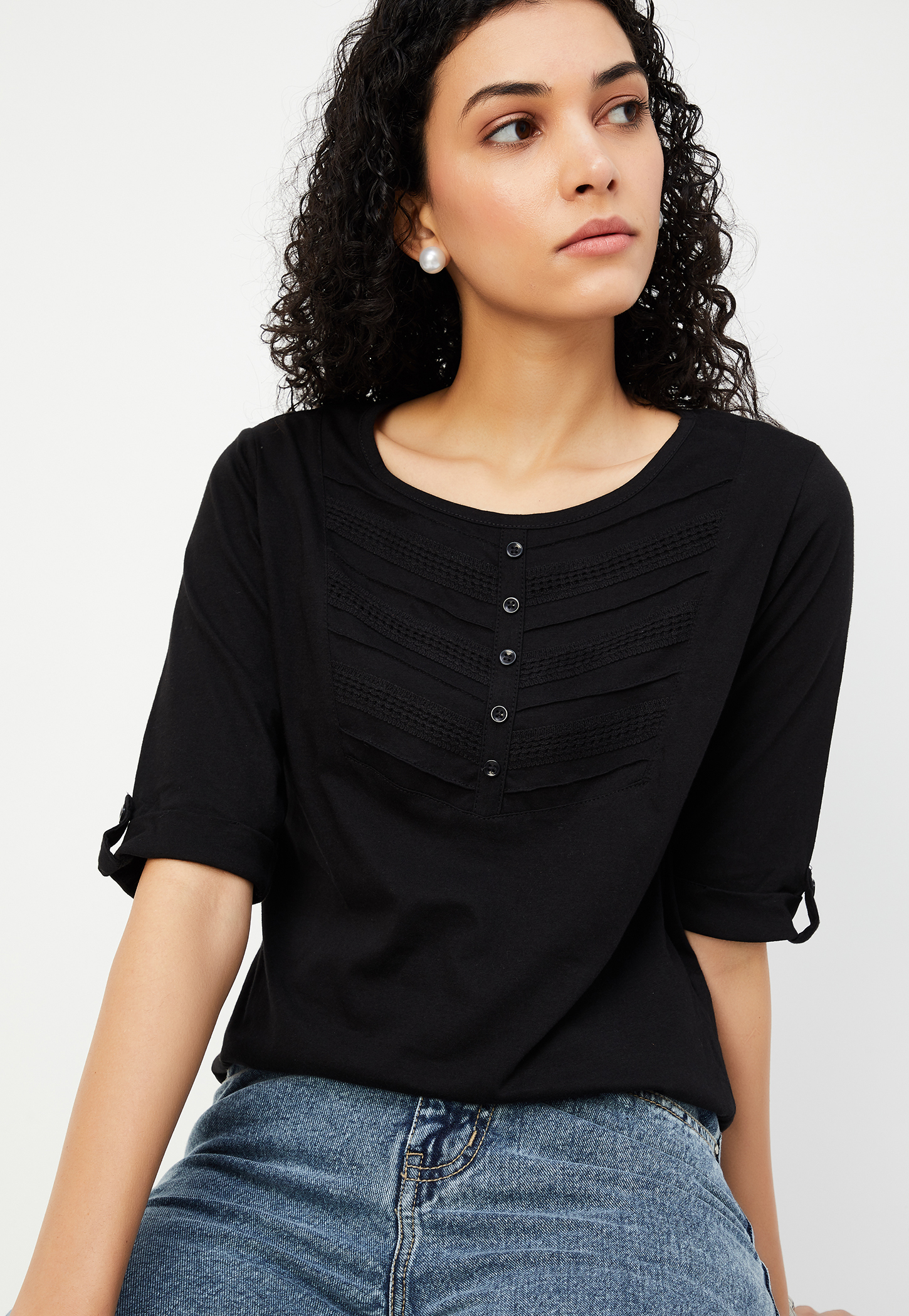 Women Lace Detail T-shirt-picture-21
