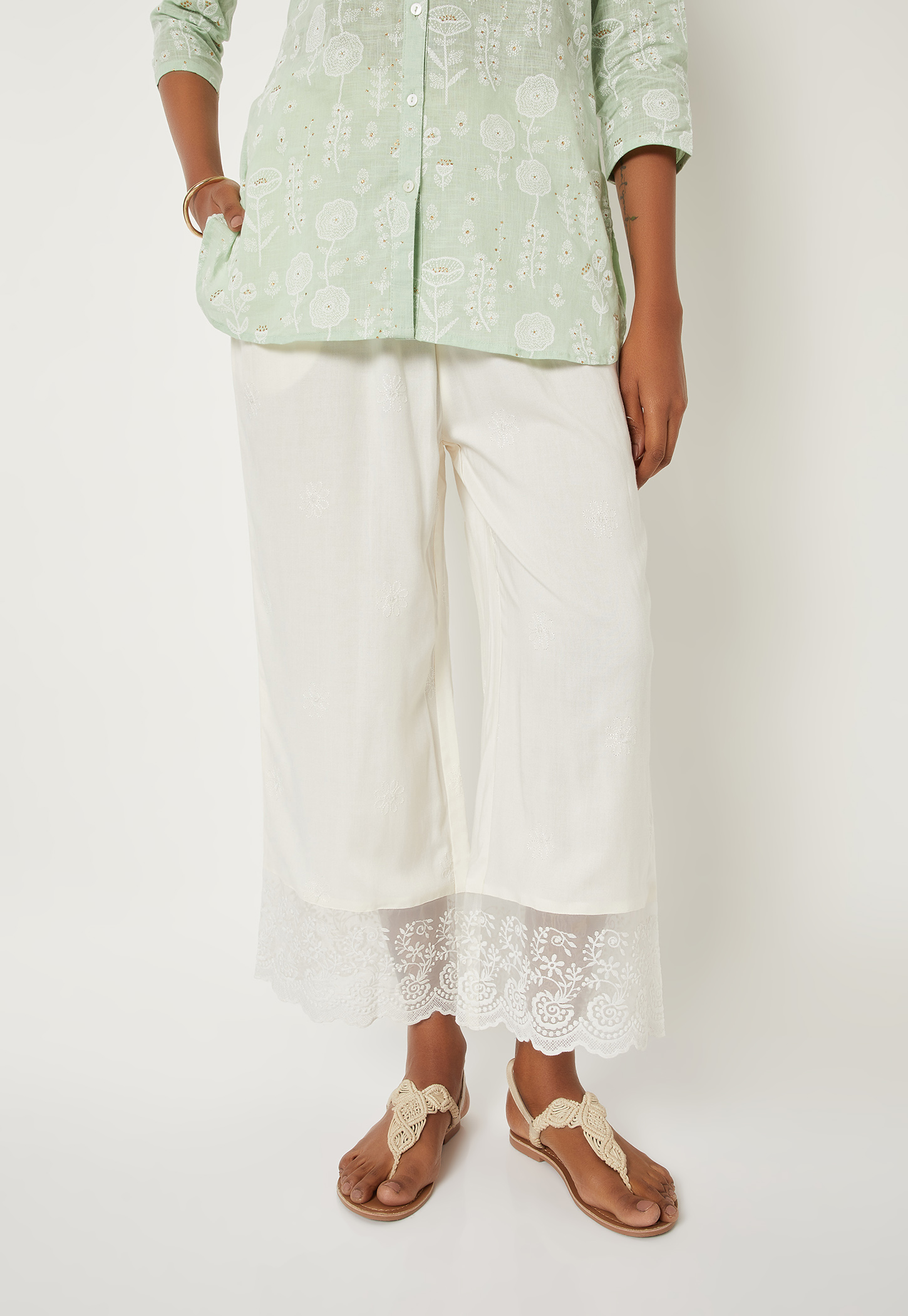 Women Embroidered Palazzos with Lace-picture-29
