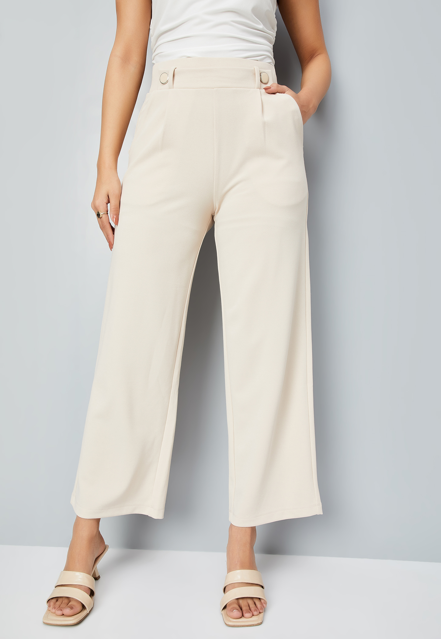 Women Solid Wide-Leg Trousers-picture-37