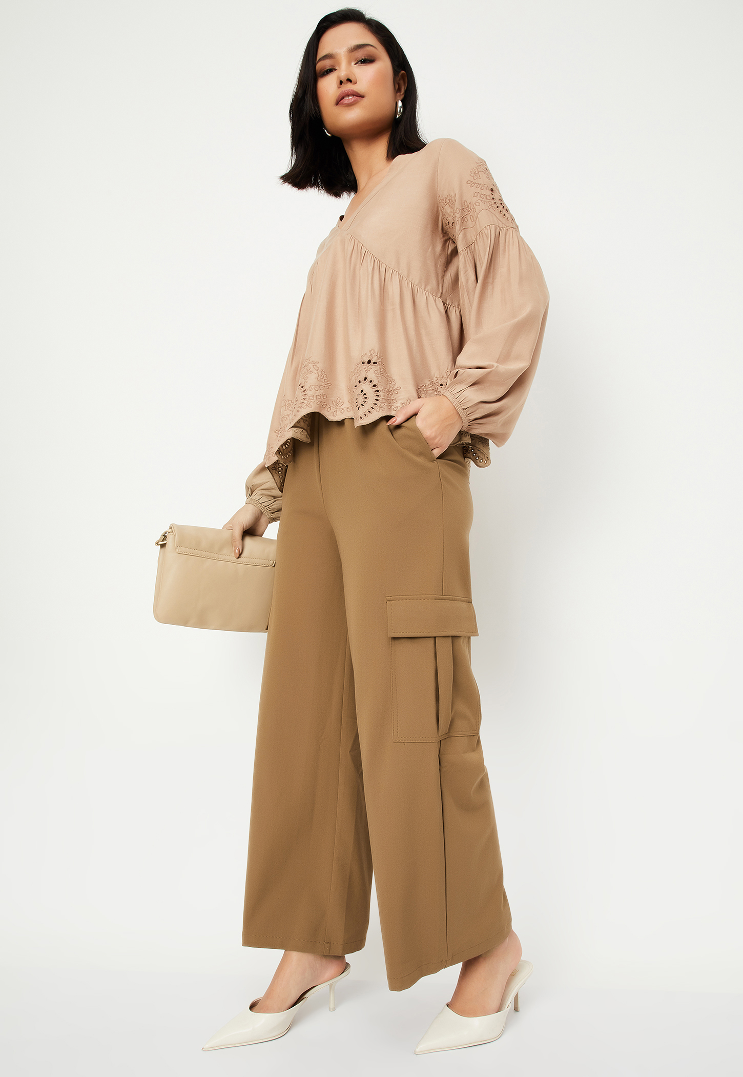 Women Solid Cargo Trousers-picture-53