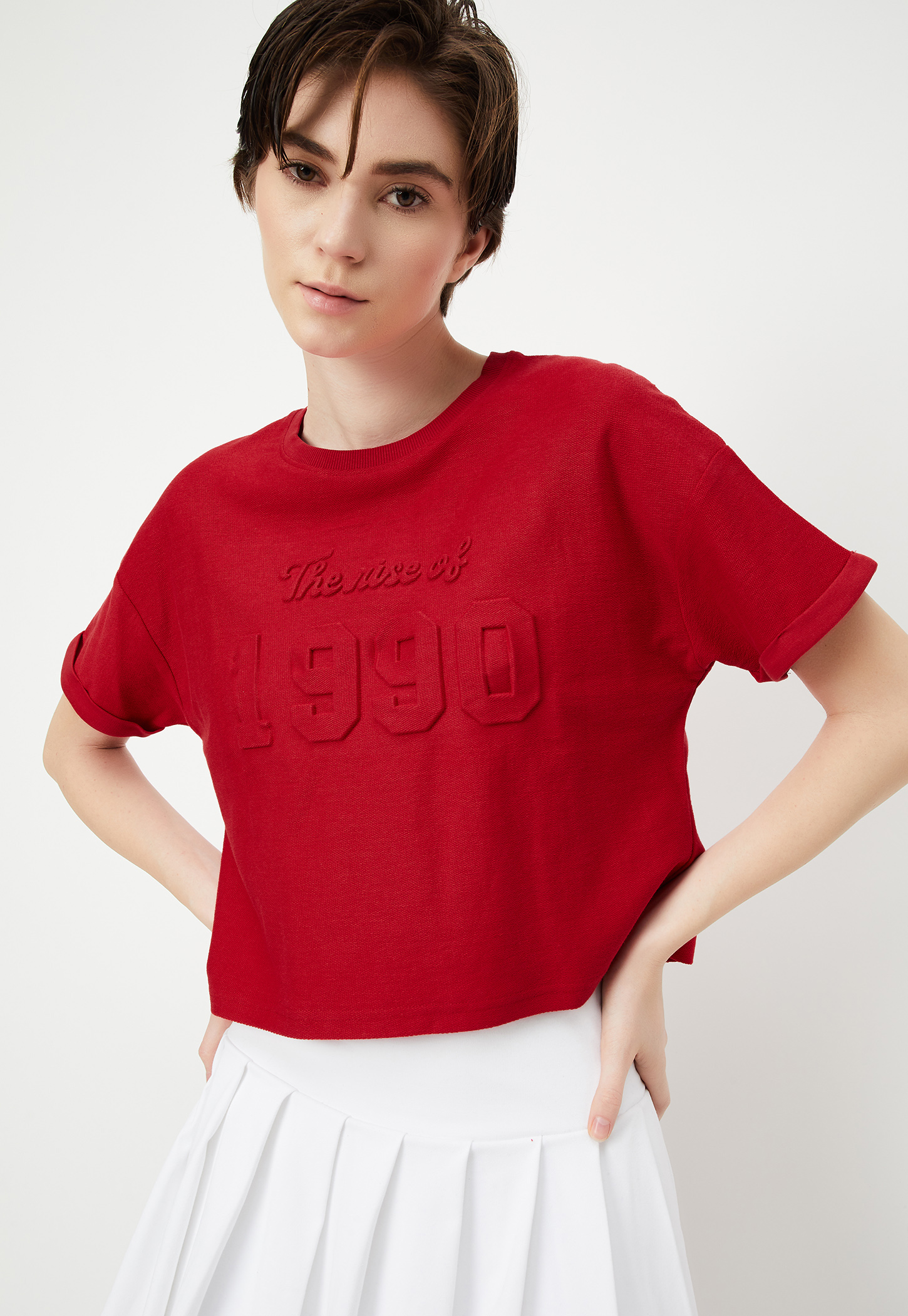 Women Embossed Athleisure T-shirt-picture-47