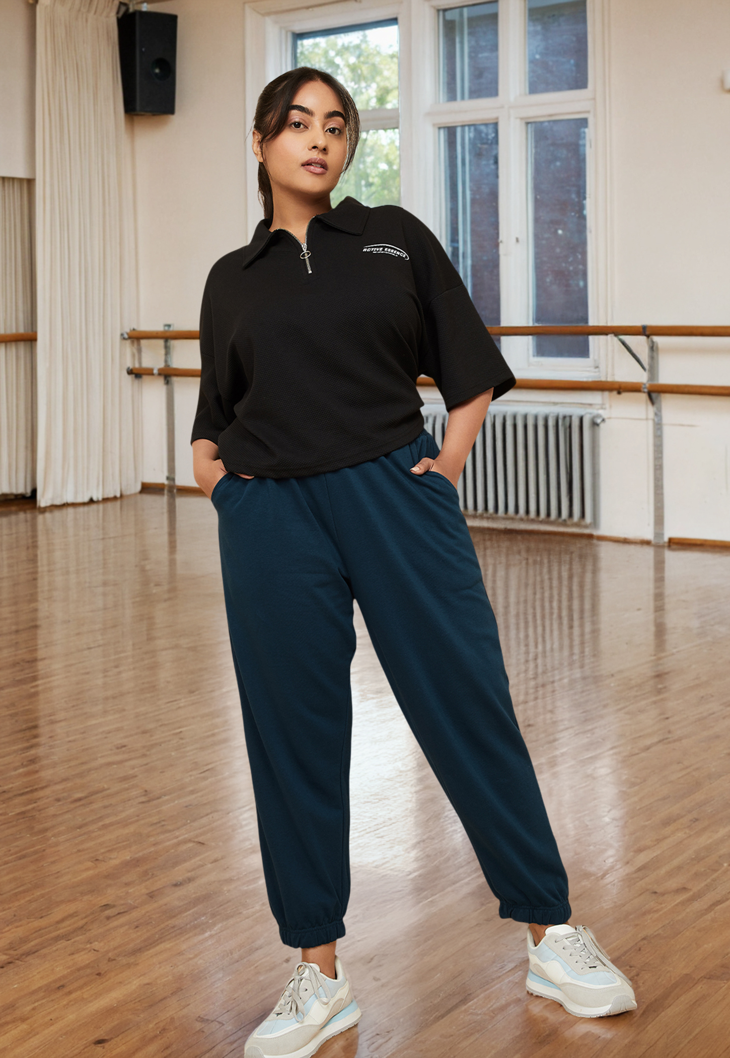 Women Solid Athleisure Joggers-image-10