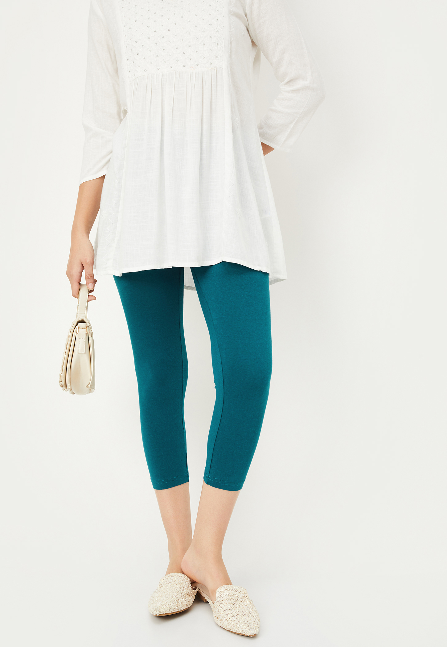 Women Solid Calf Length Leggings-picture-28