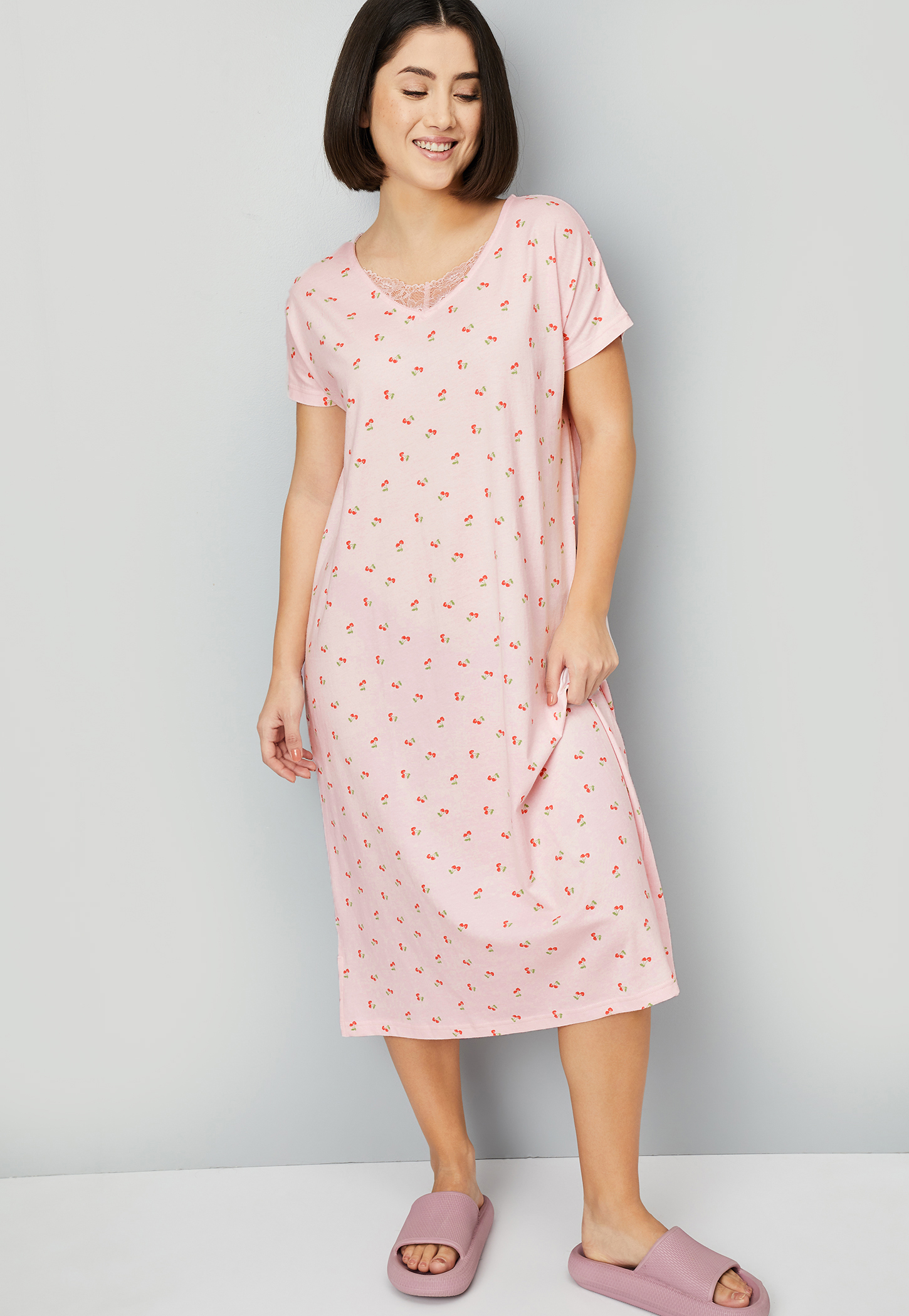 Women Printed Midi Night Gown-picture-39